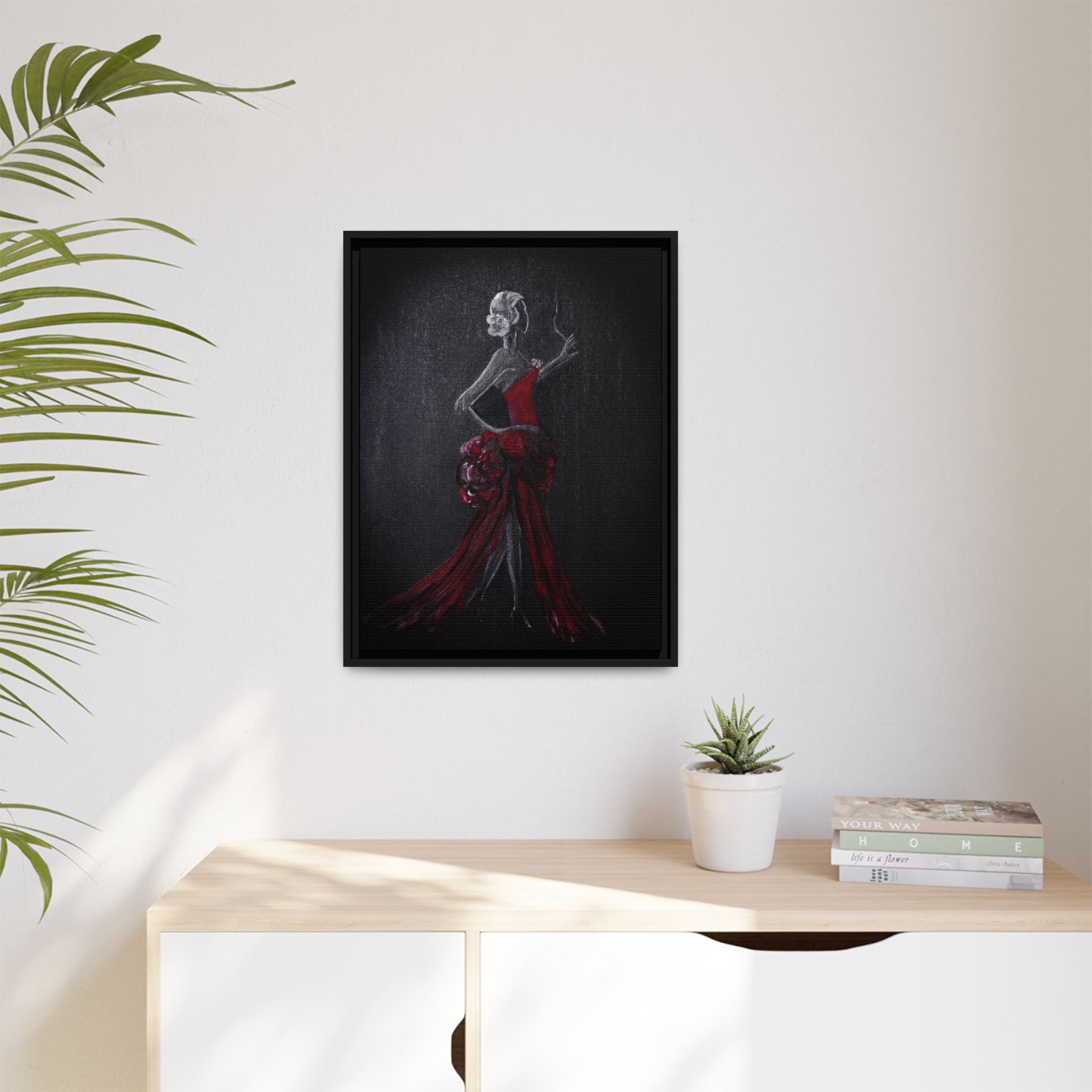 Framed Matte Canvas - Red Flamenco Dancer Art Print