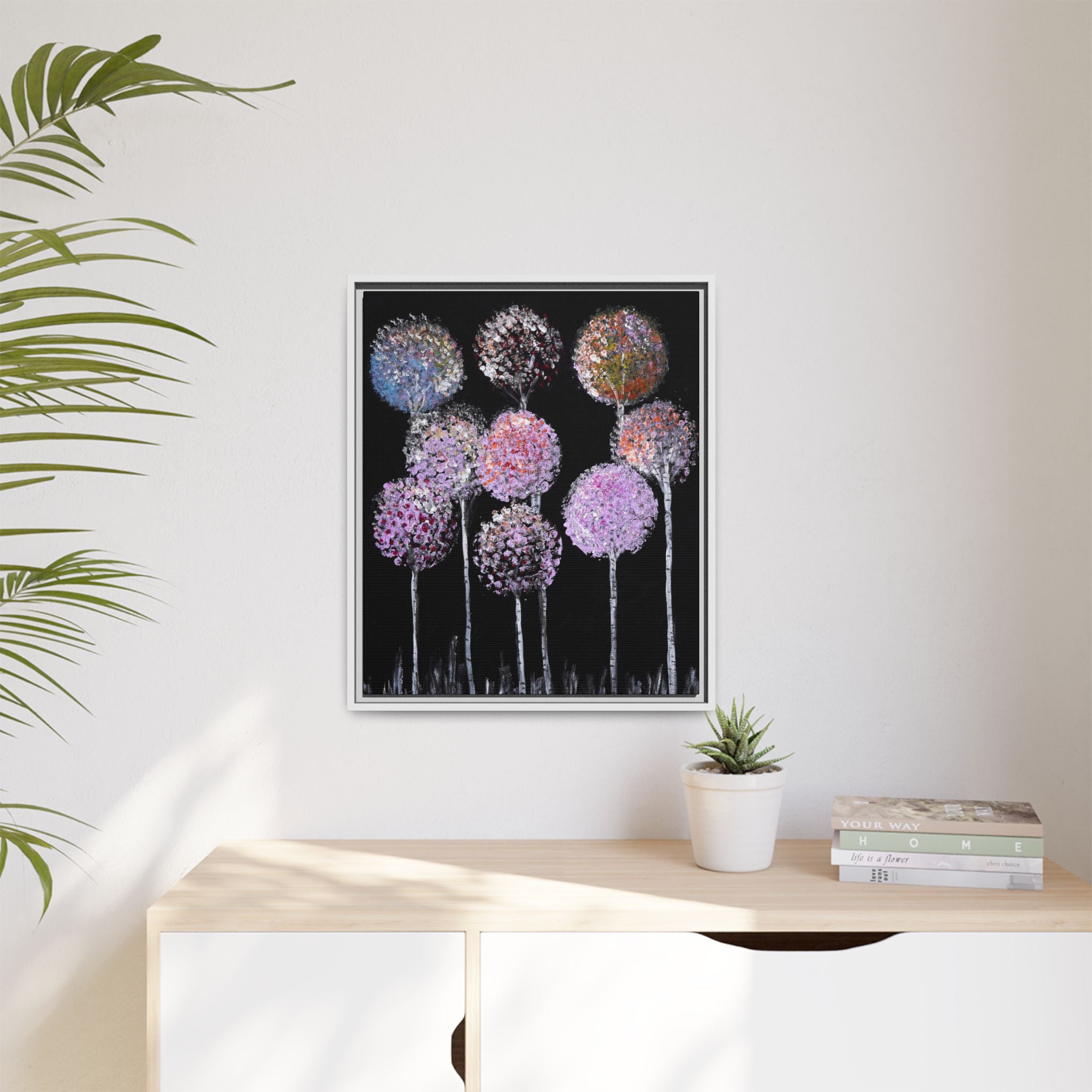 Framed Matte Canvas-Pastel Floral Art