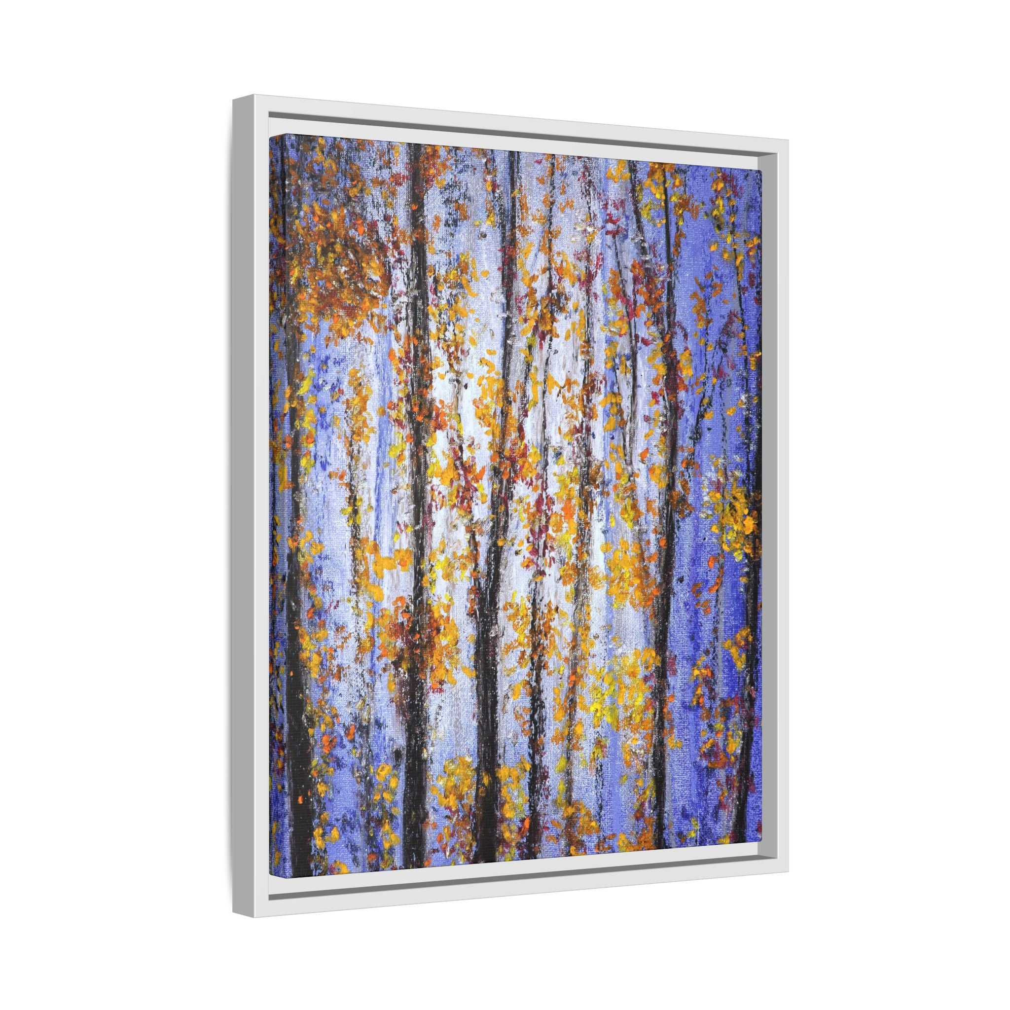 Framed Matte Canvas Art – Autumn Aspen Trees Wall Print