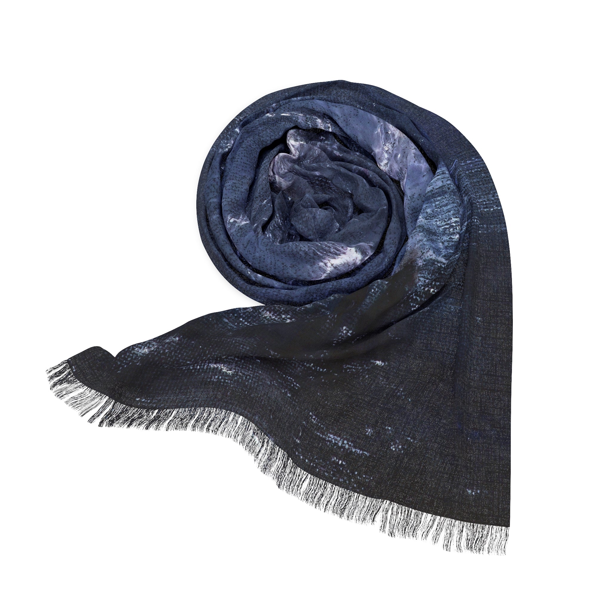 Ocean Nightscape Scarf — Moody Seascape Wrap with Lone Figure