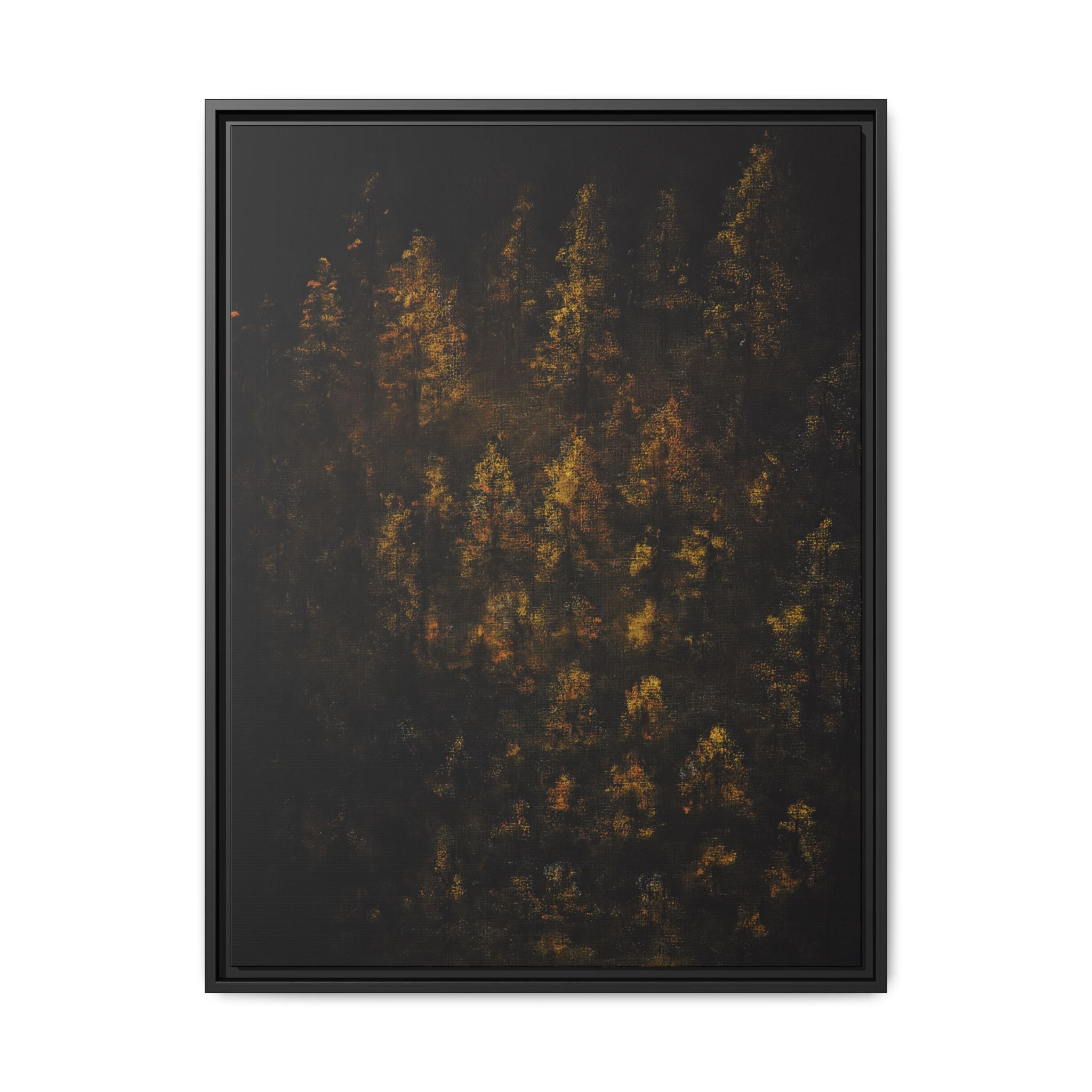 Framed Matte Canvas Forest Print — Golden Autumn Trees Wall Art