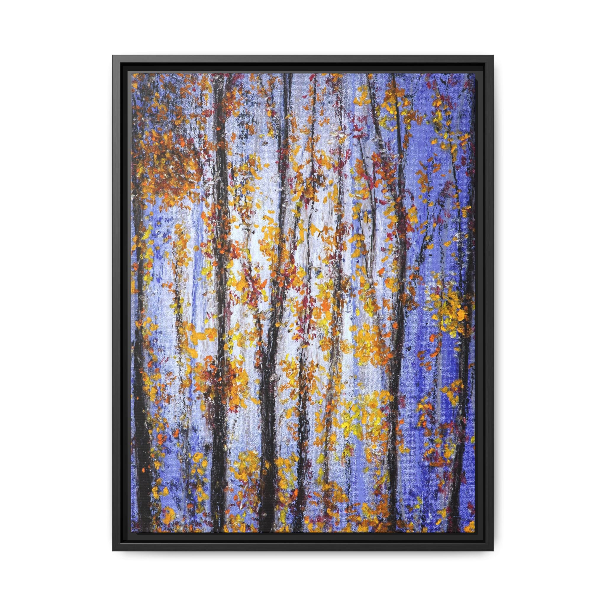 Framed Matte Canvas Art – Autumn Aspen Trees Wall Print