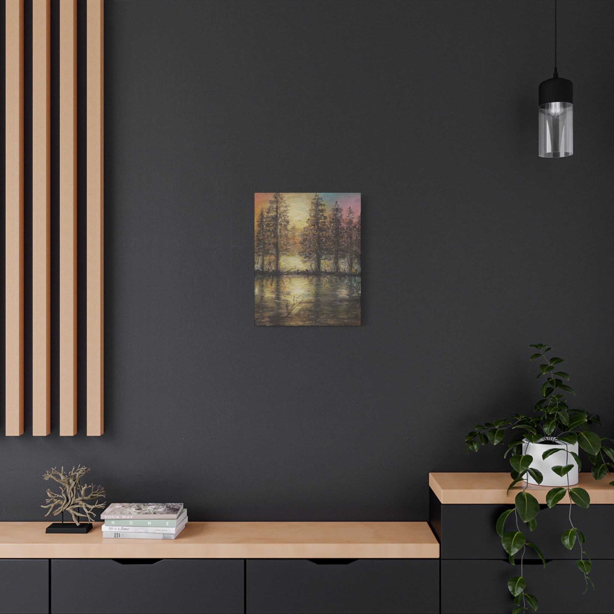 Sunset Forest Reflection Canvas Print