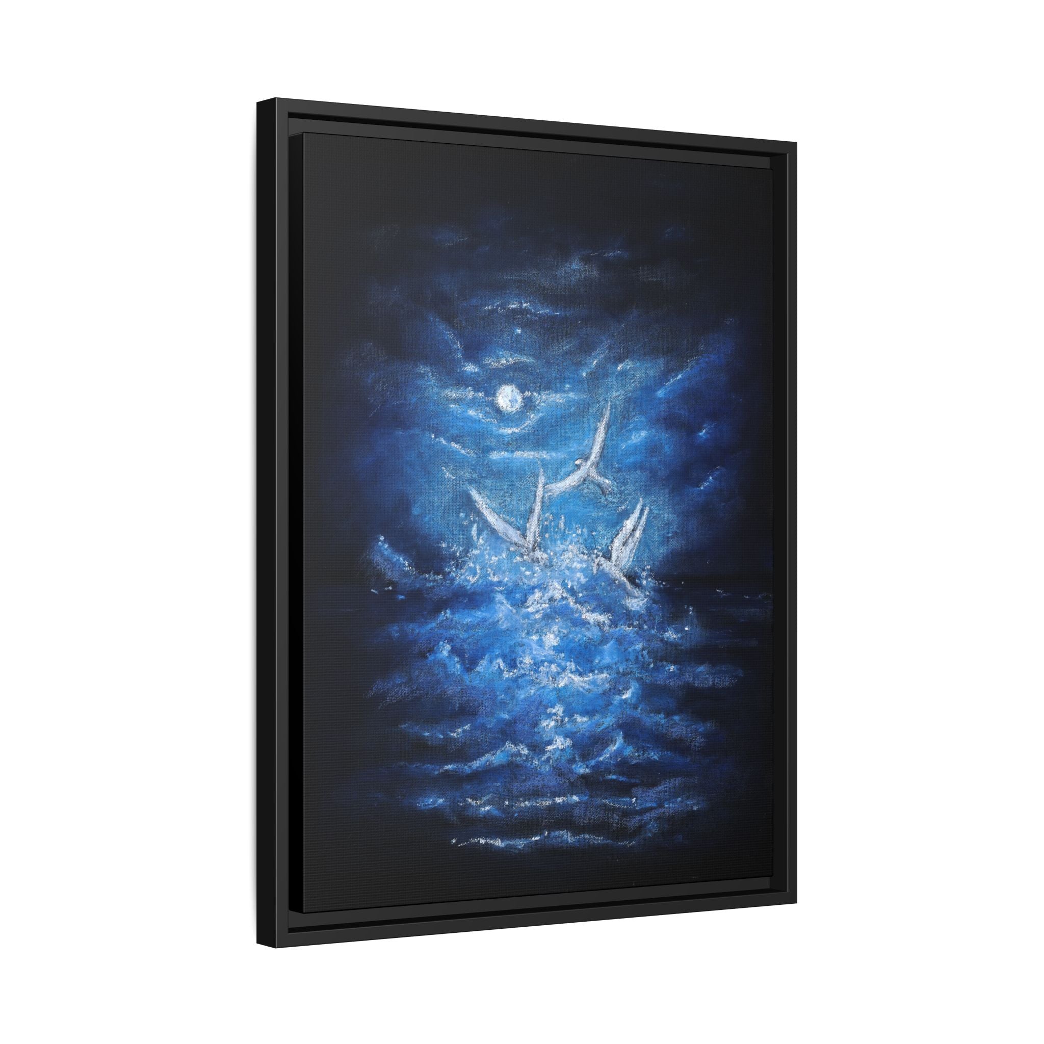 Night Ocean Birds - Matte Canvas Framed Wall Art
