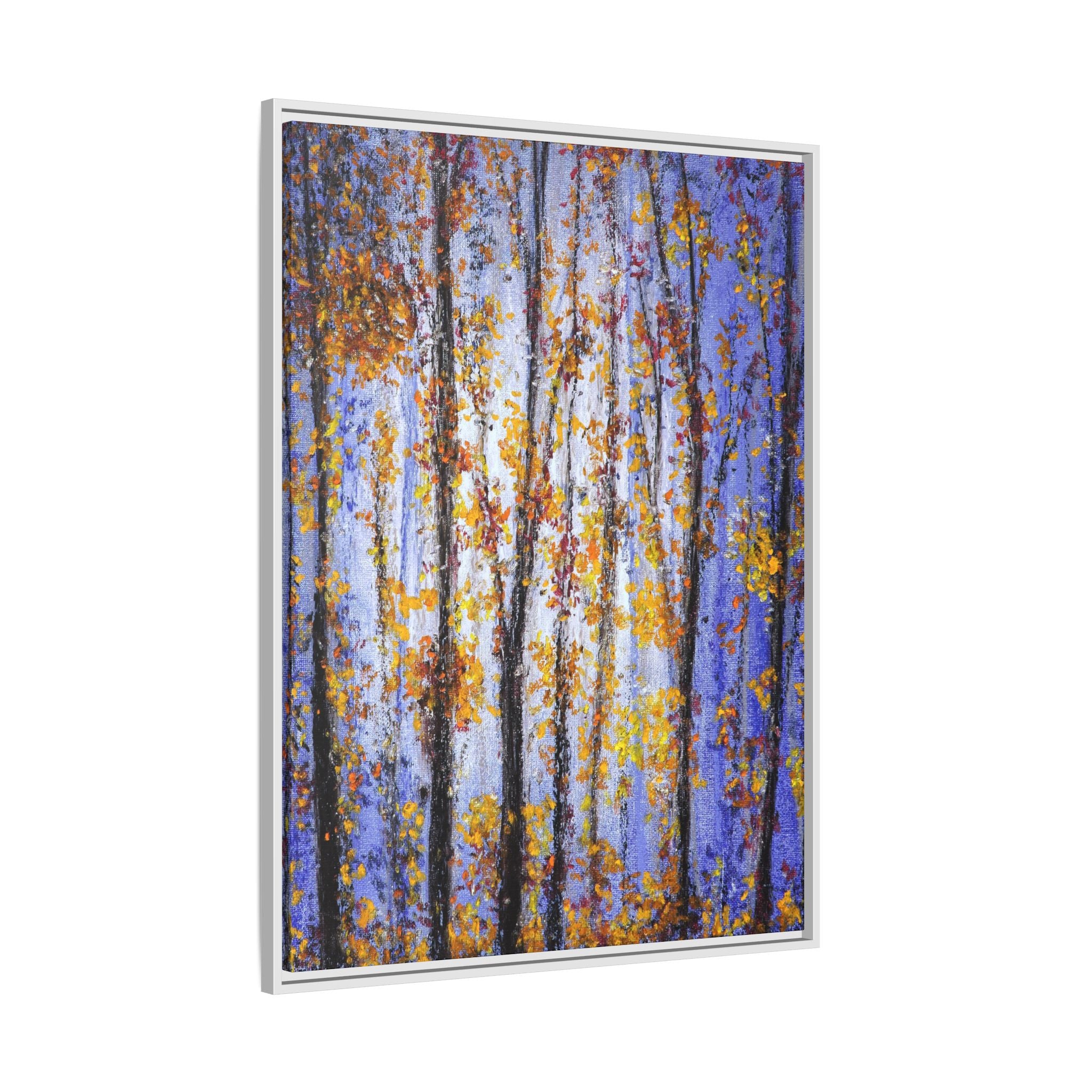 Framed Matte Canvas Art – Autumn Aspen Trees Wall Print