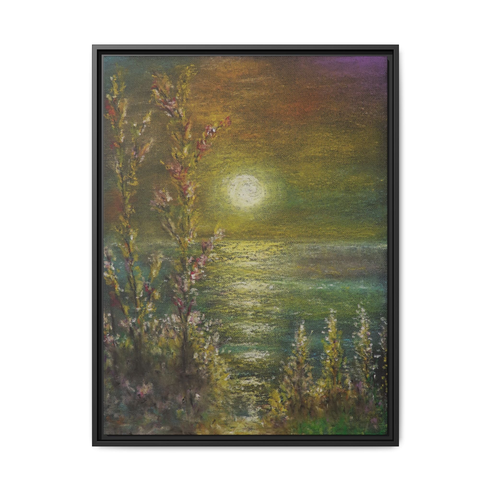 Framed Matte Canvas Print — Tranquil Moonlit Seascape