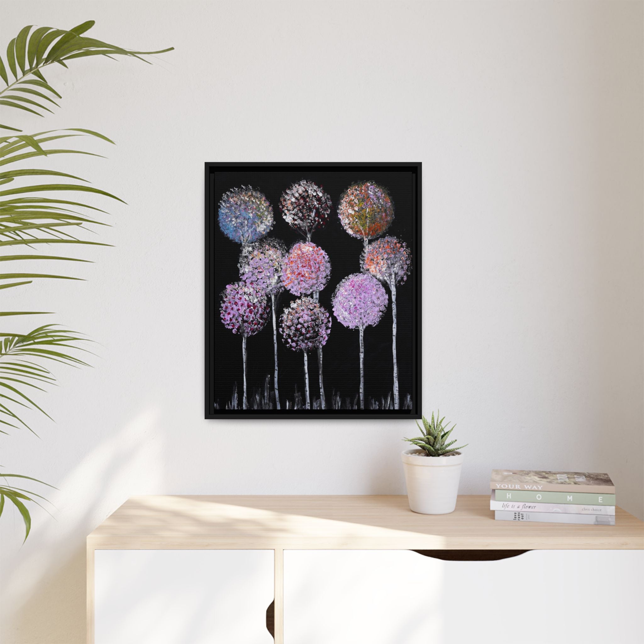 Framed Matte Canvas-Pastel Floral Art