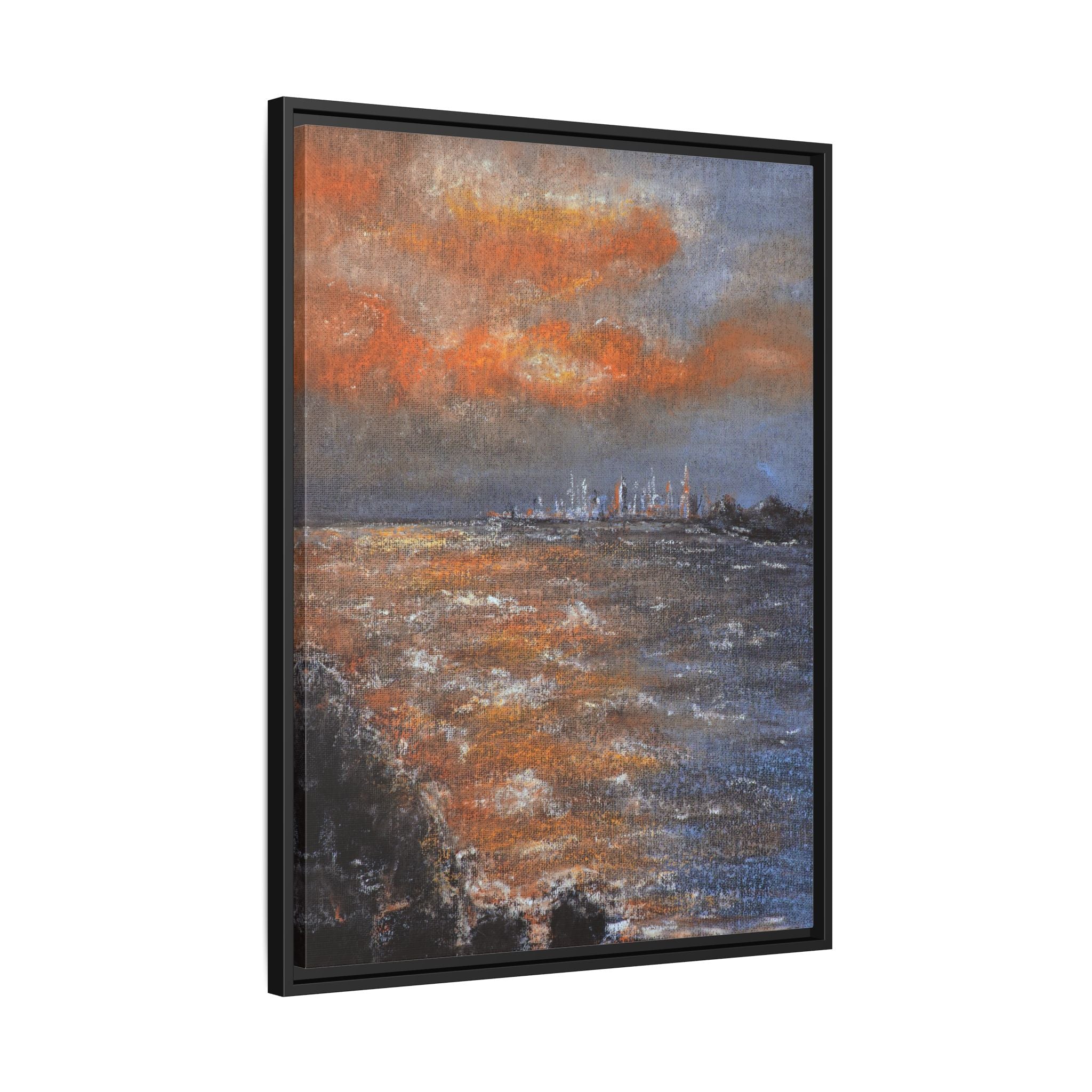 Framed Matte Canvas Print — Coastal Sunset Seascape
