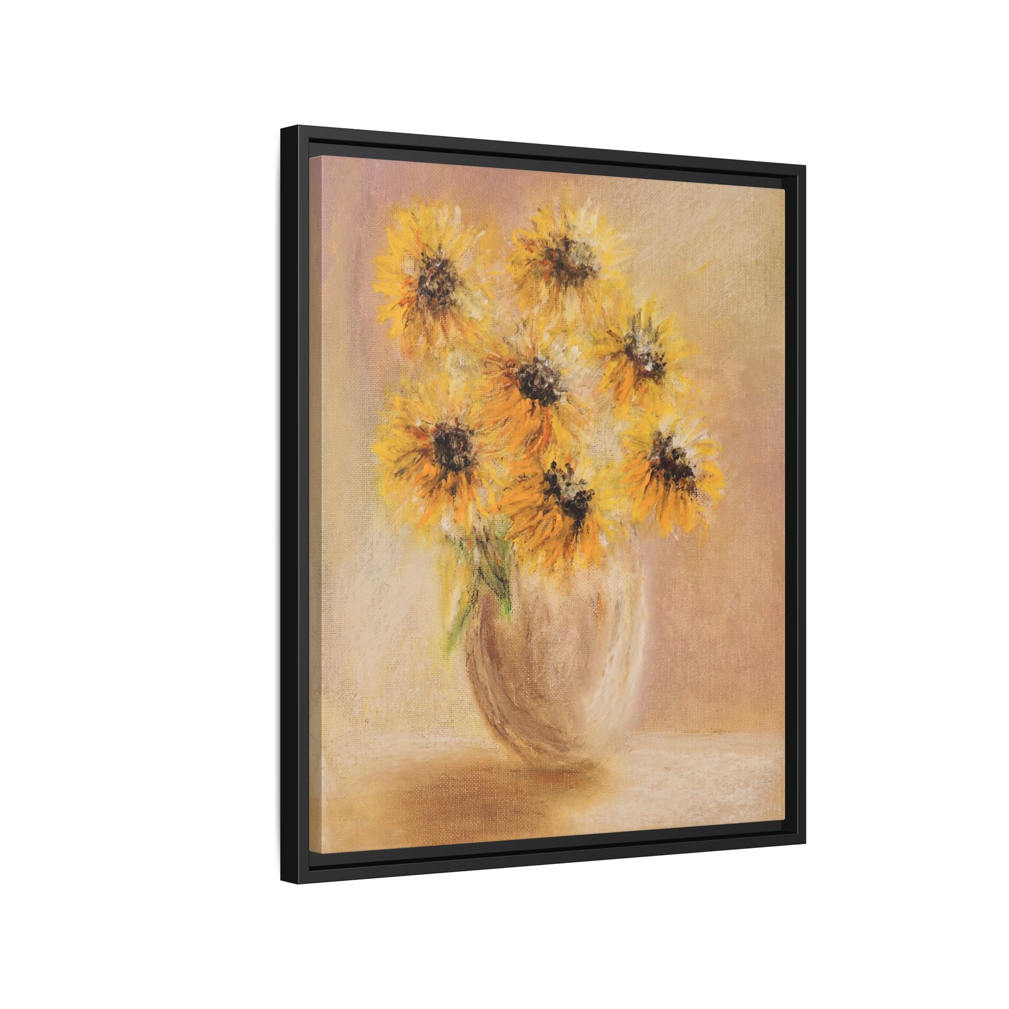 Framed Sunflower Vase — Matte Canvas Wall Art