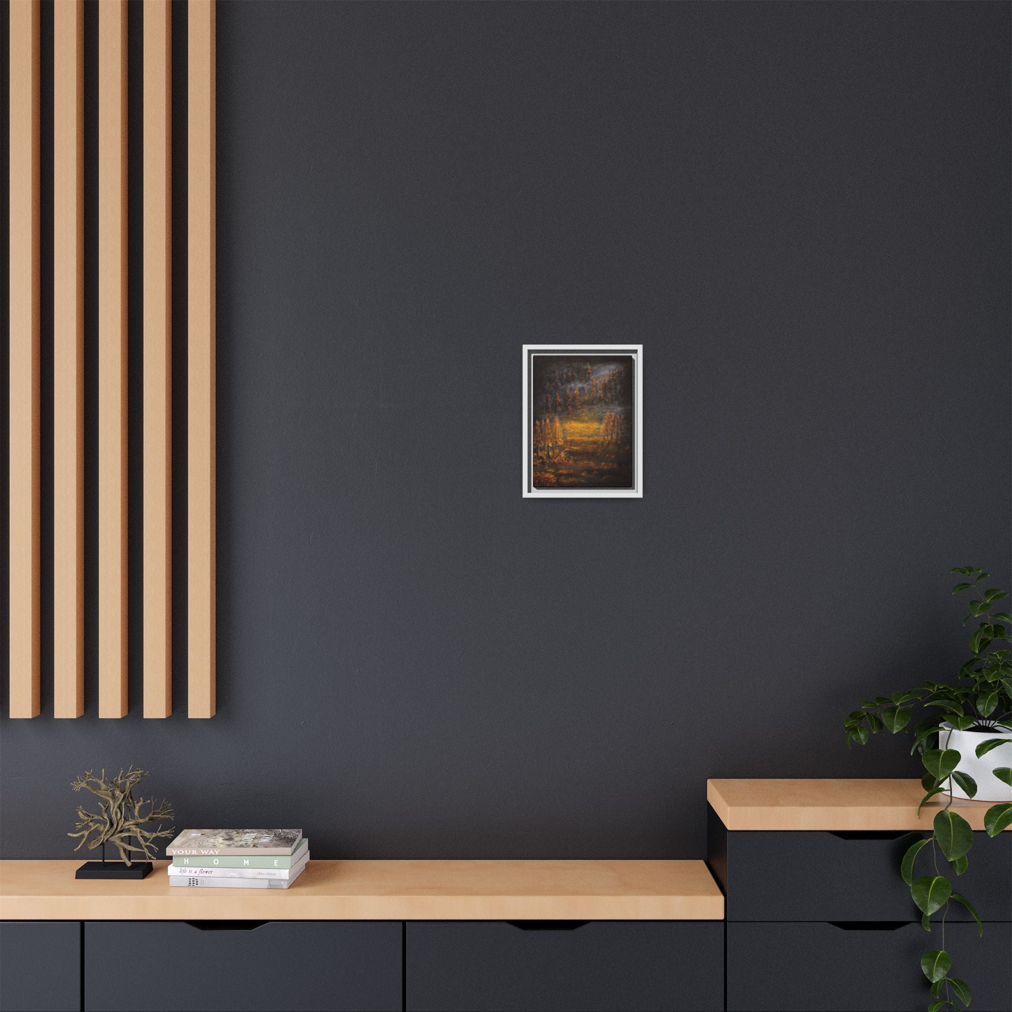 Autumn Glow Landscape - Framed Matte Canvas Wall Art