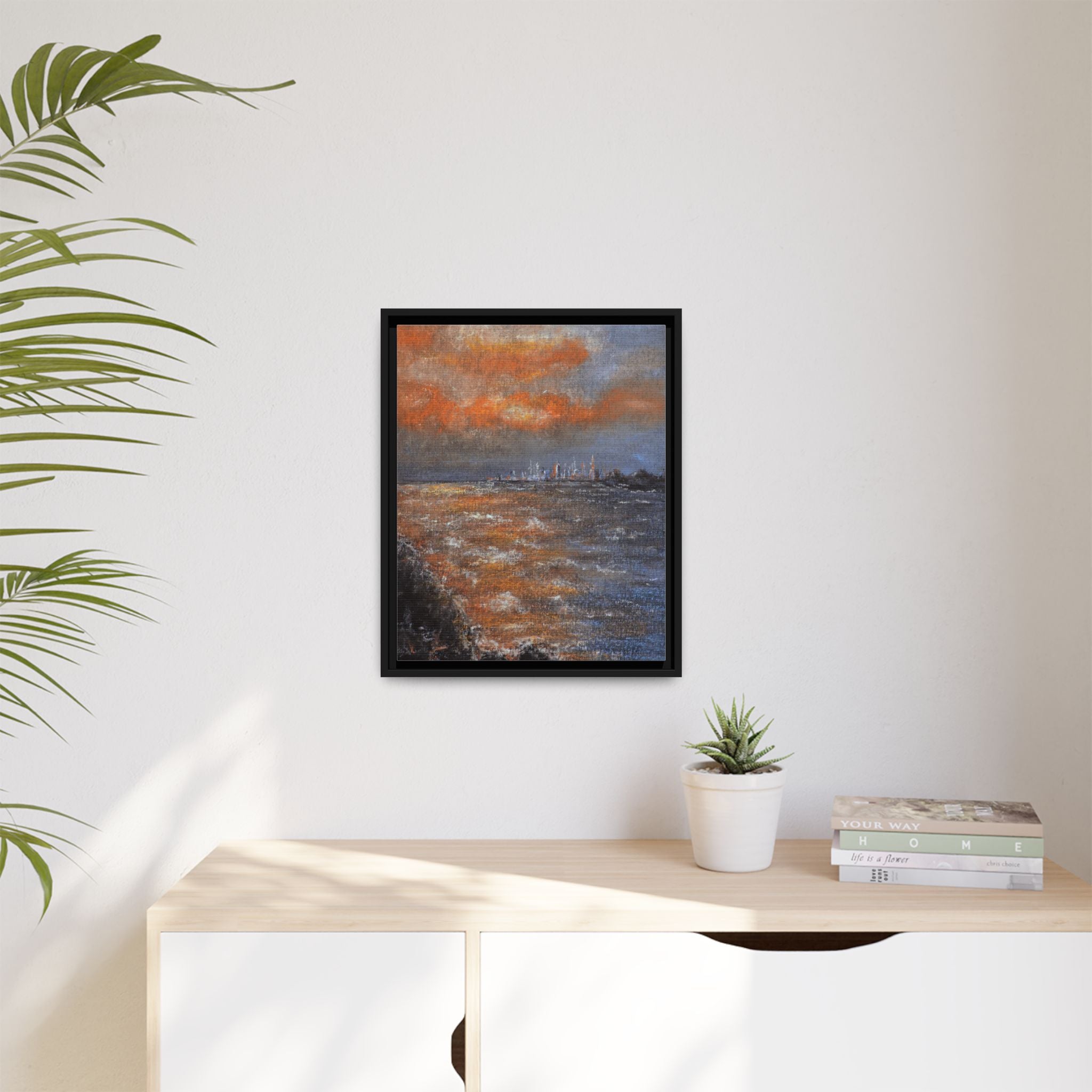 Framed Matte Canvas Print — Coastal Sunset Seascape