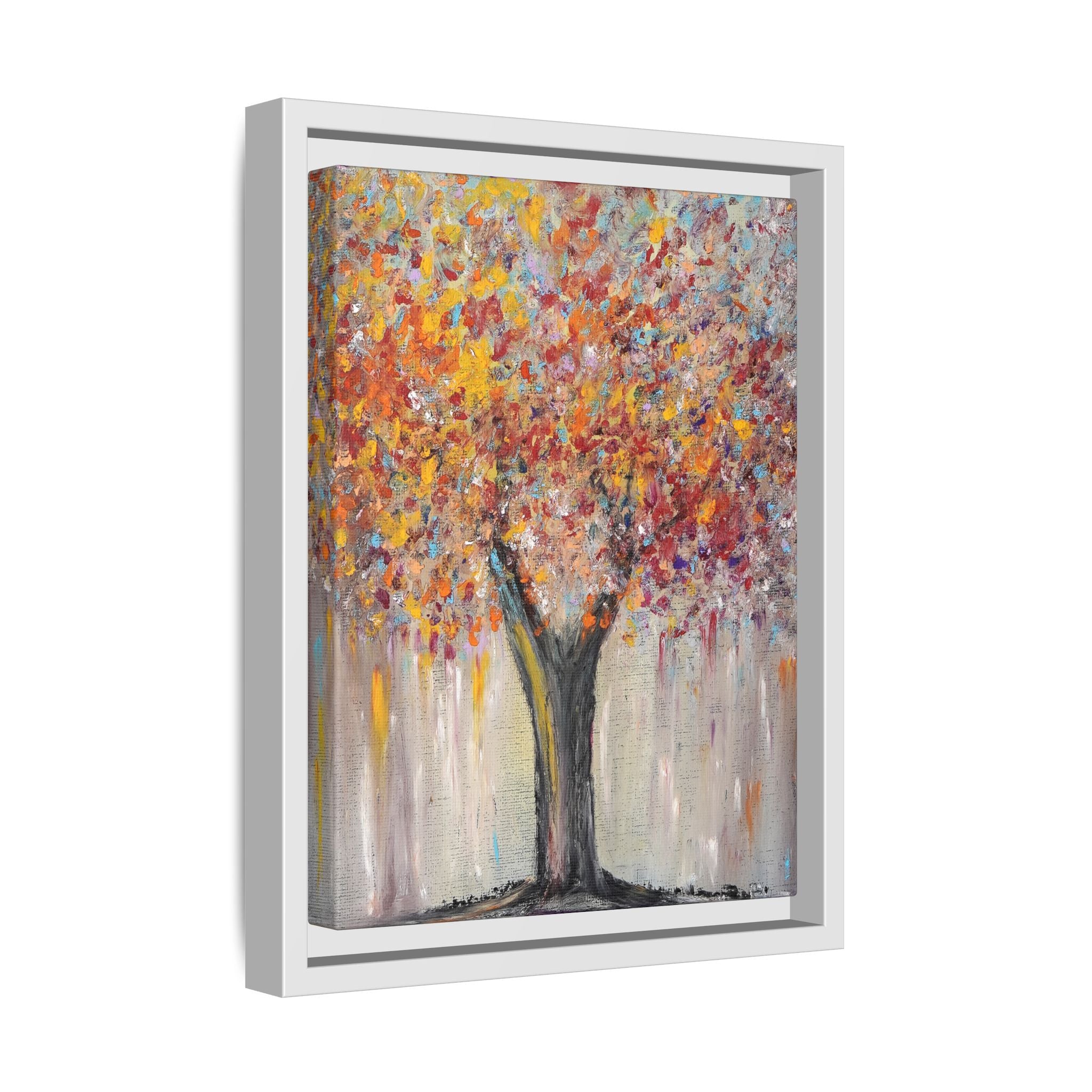 Framed Matte Canvas - Colorful Abstract Tree Wall Art