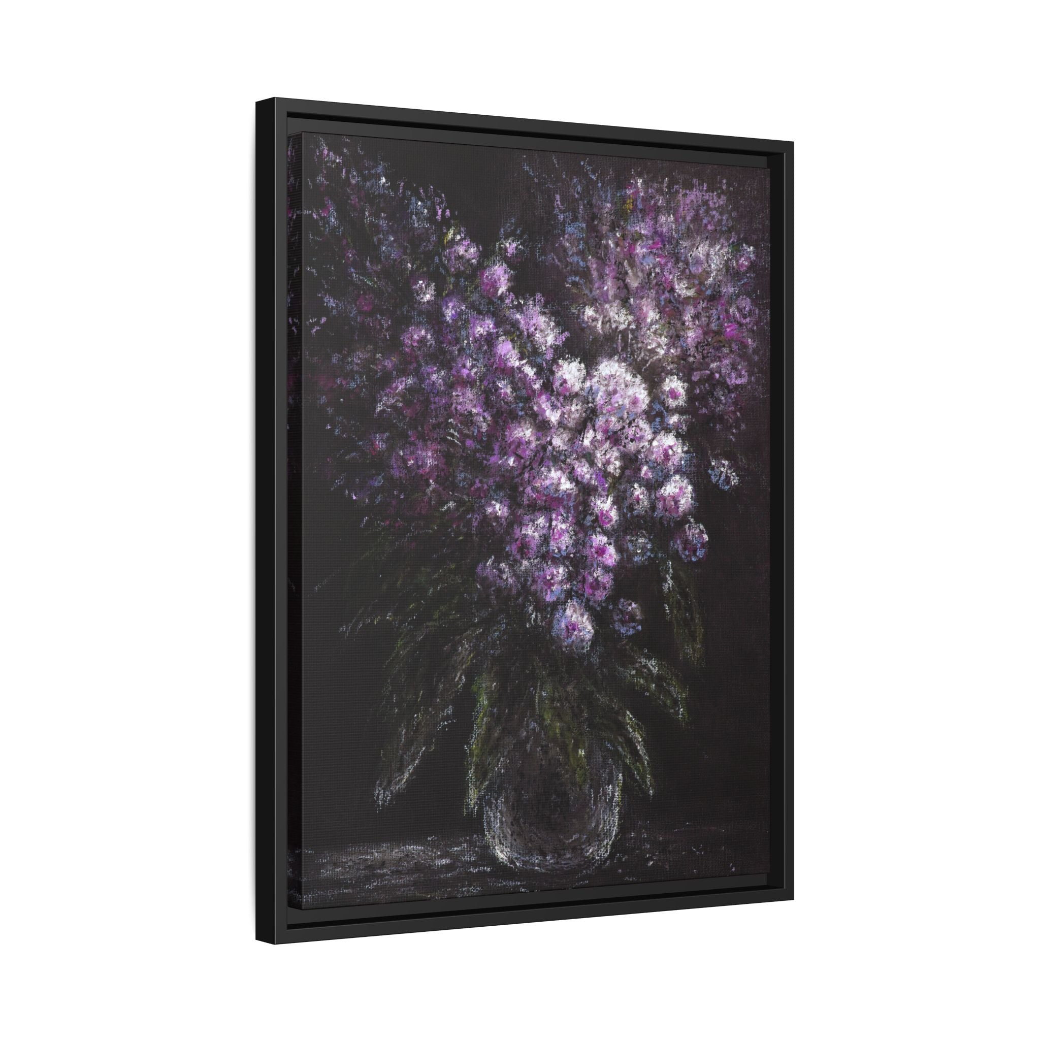 Framed Matte Canvas: Moody Purple Floral Bouquet Wall Art