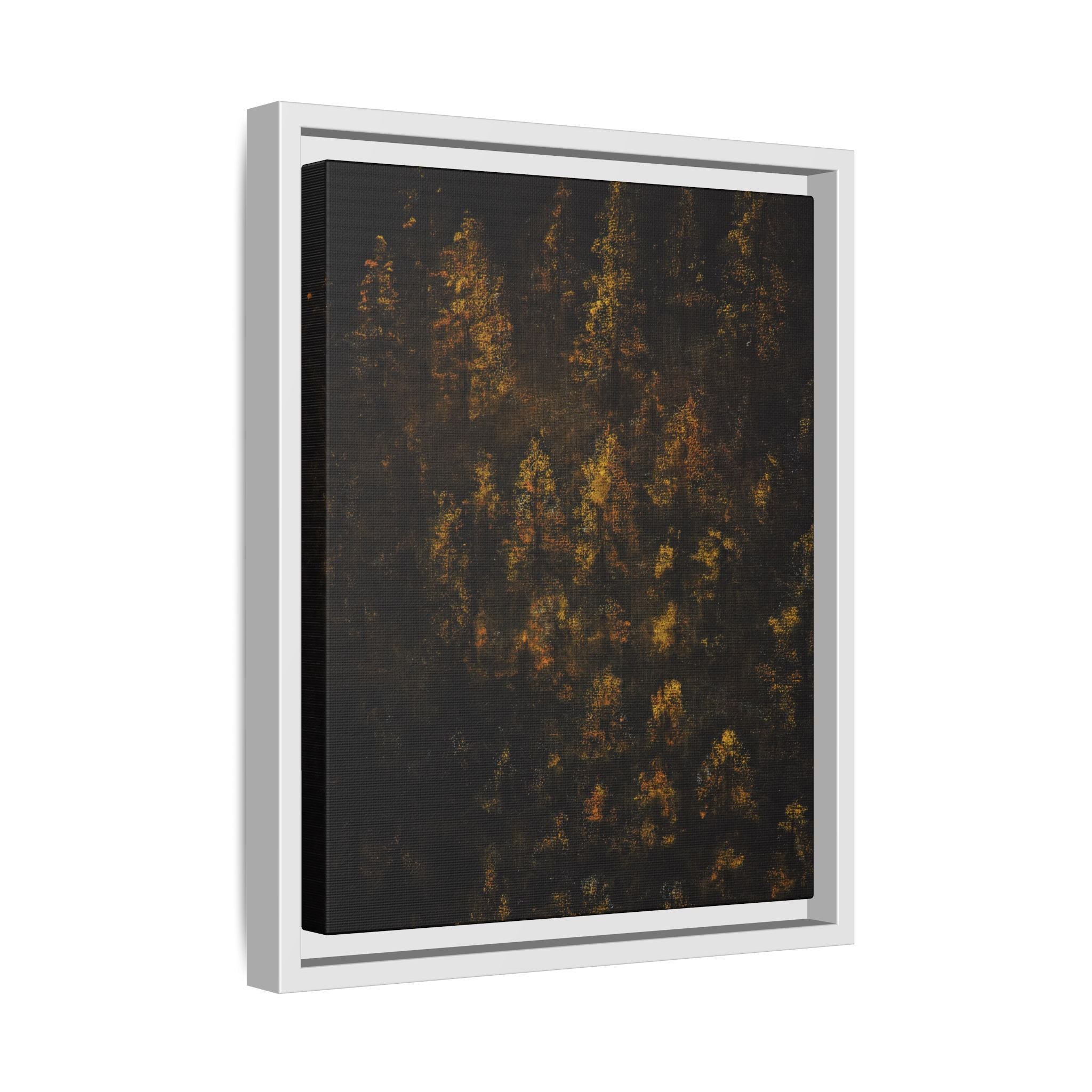 Framed Matte Canvas Forest Print — Golden Autumn Trees Wall Art