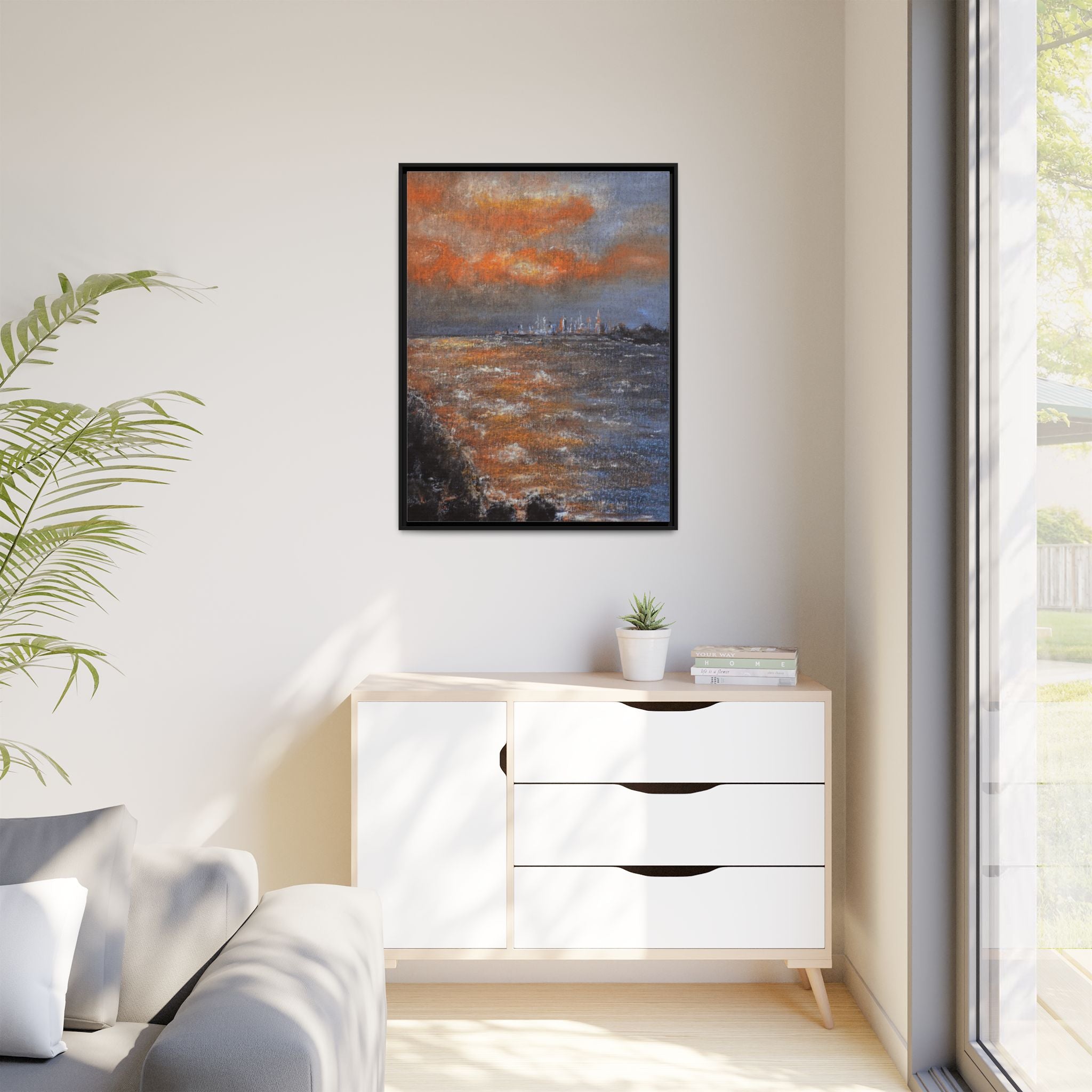Framed Matte Canvas Print — Coastal Sunset Seascape