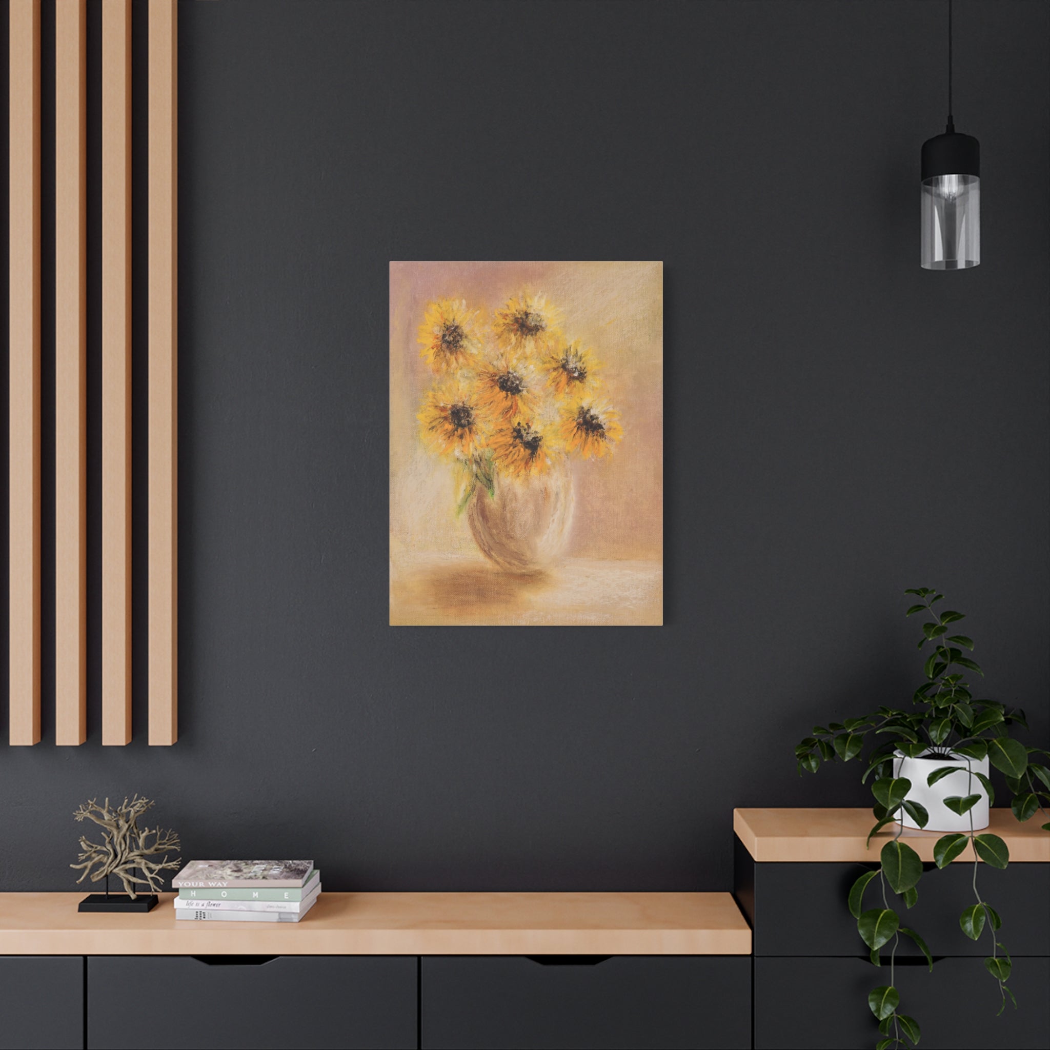 Sunflower Vase Canvas — Matte Stretched Wall Art
