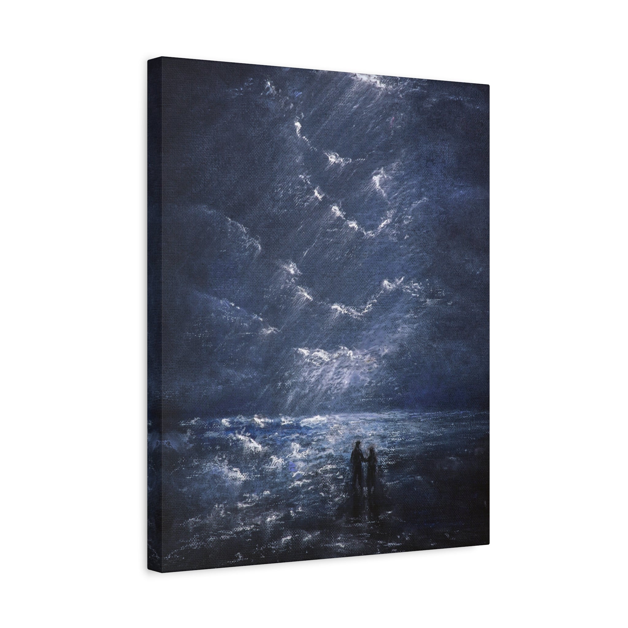 Couple on Shore at Night, Matte Stretched Wall Decor