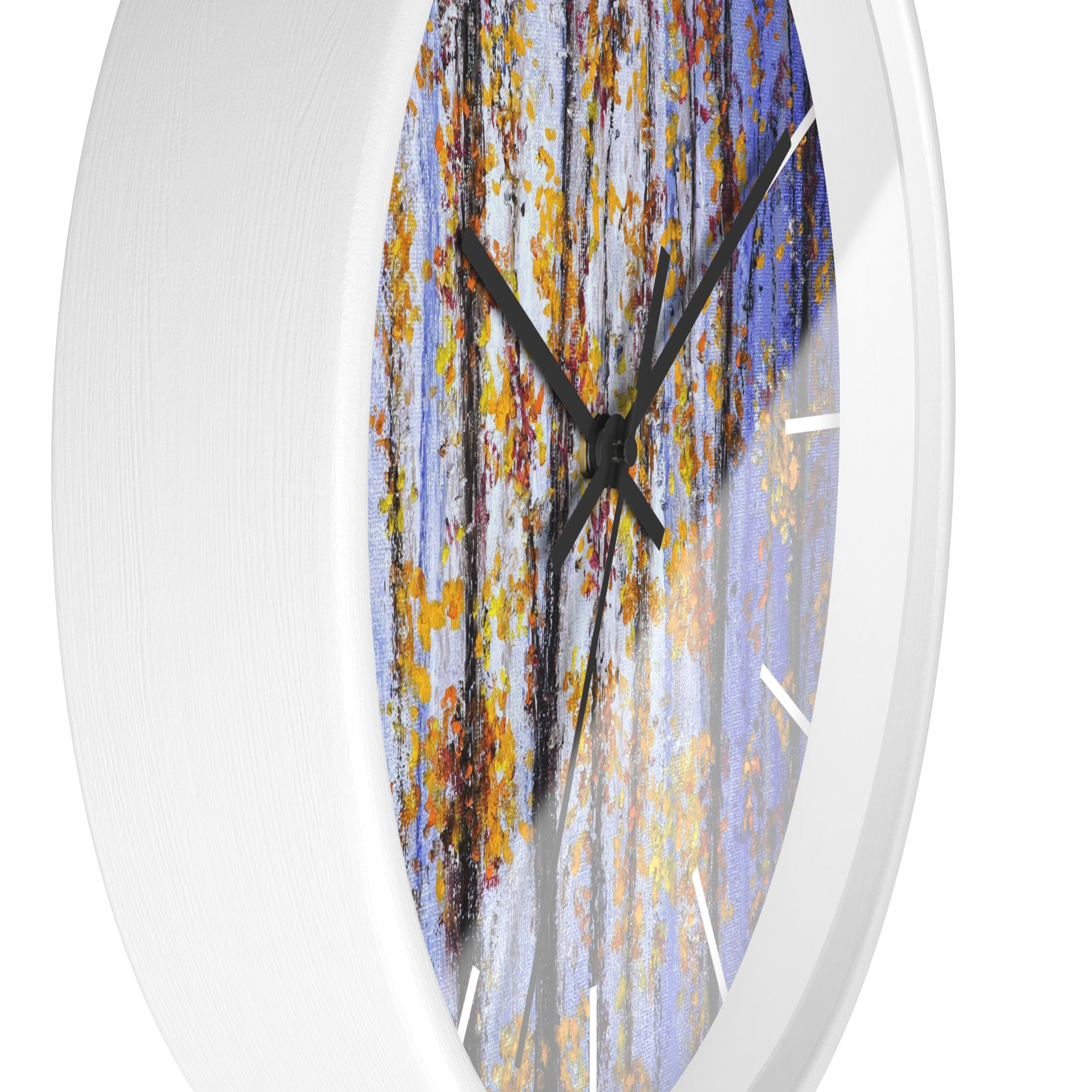 Autumn Aspen Wall Clock — Forest Birch Trees Fall Leaves Decorative Clock