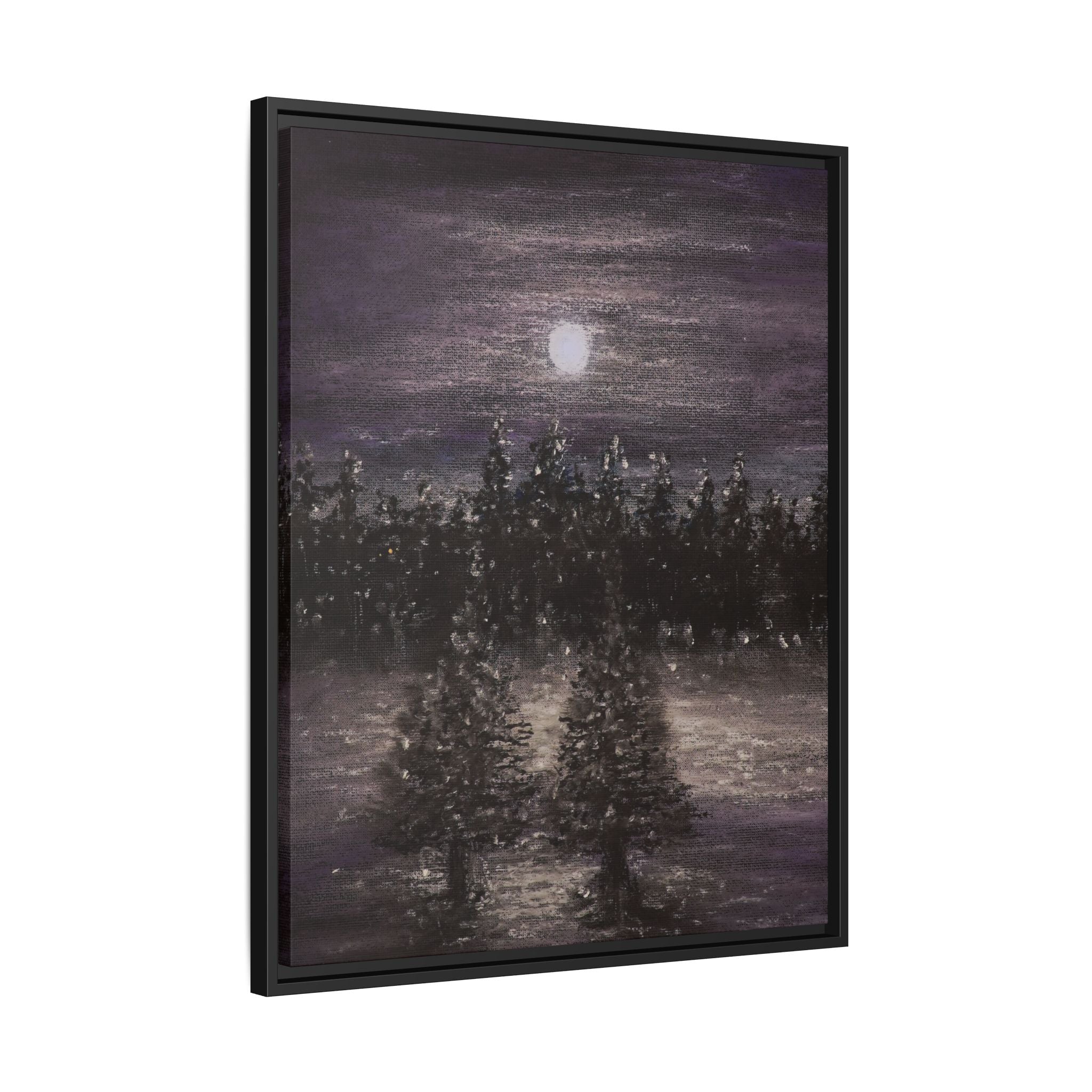Moonlit Forest Matte Canvas Print — Framed Wall Art