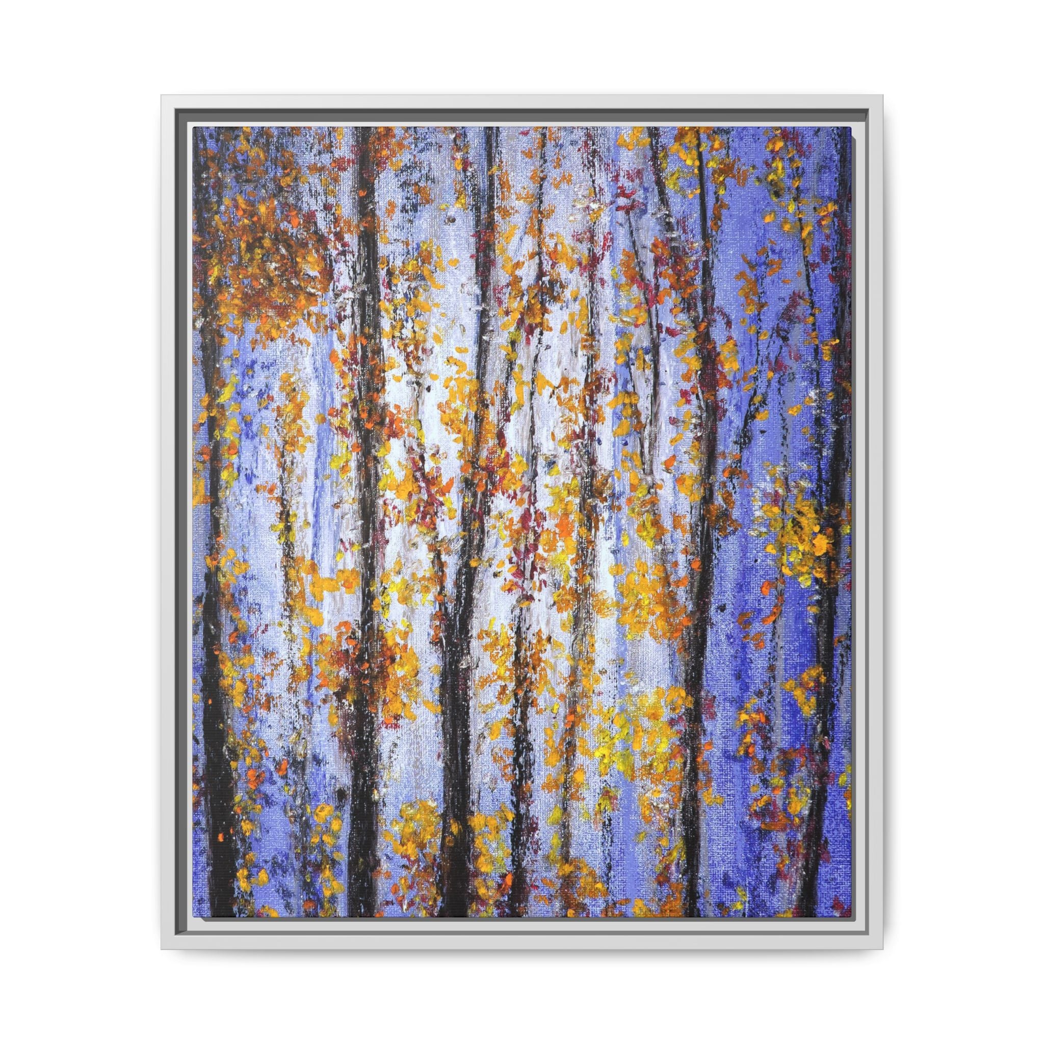 Framed Matte Canvas Art – Autumn Aspen Trees Wall Print