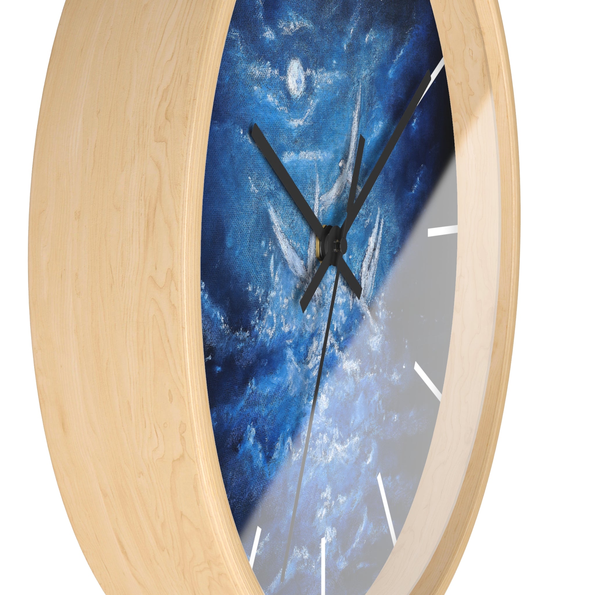 Blue Ocean Birds Wall Clock – Moonlit Sea White Birds Art