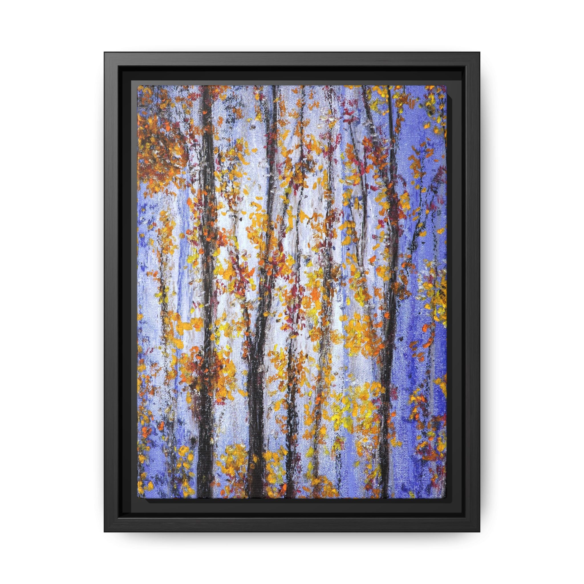 Framed Matte Canvas Art – Autumn Aspen Trees Wall Print