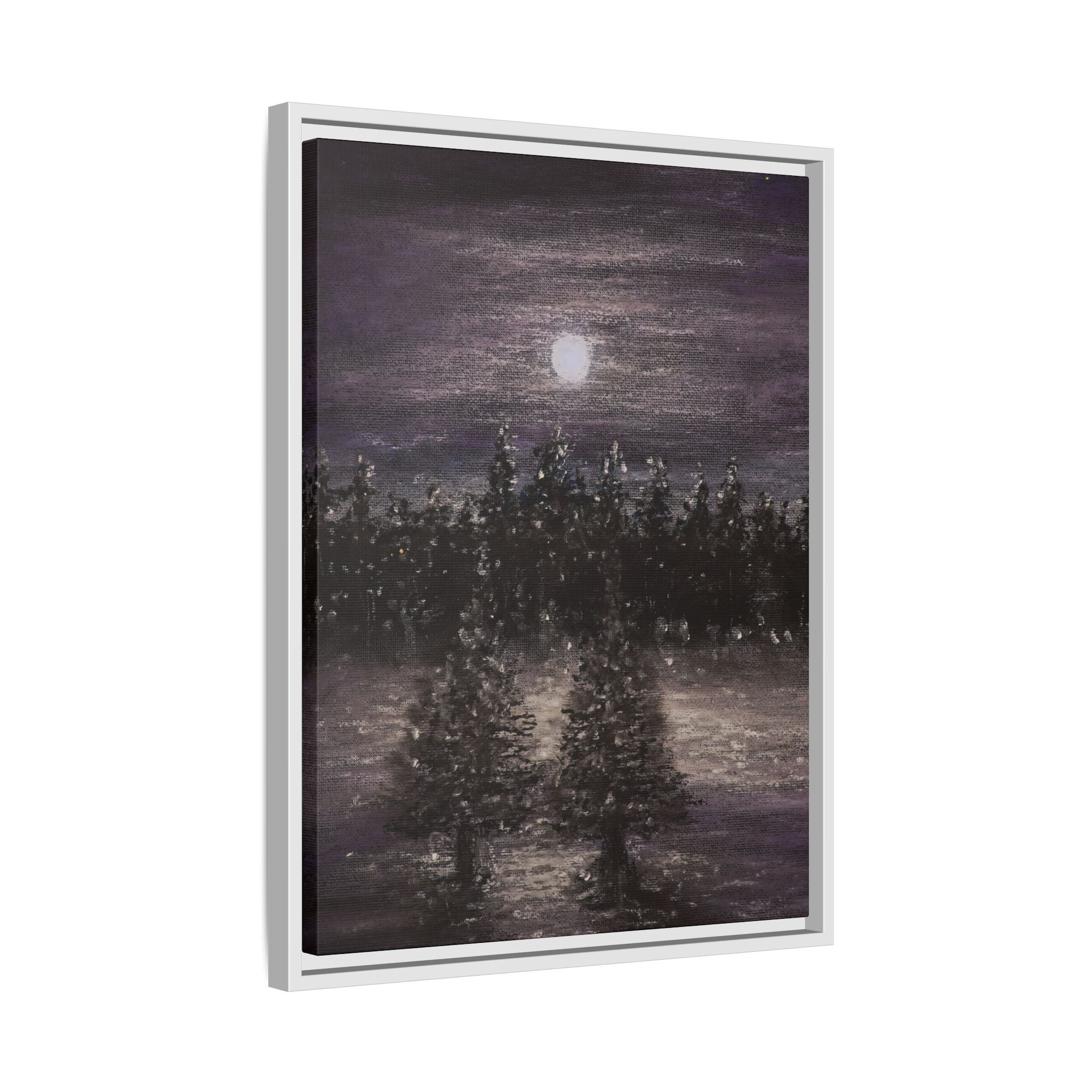 Moonlit Forest Matte Canvas Print — Framed Wall Art