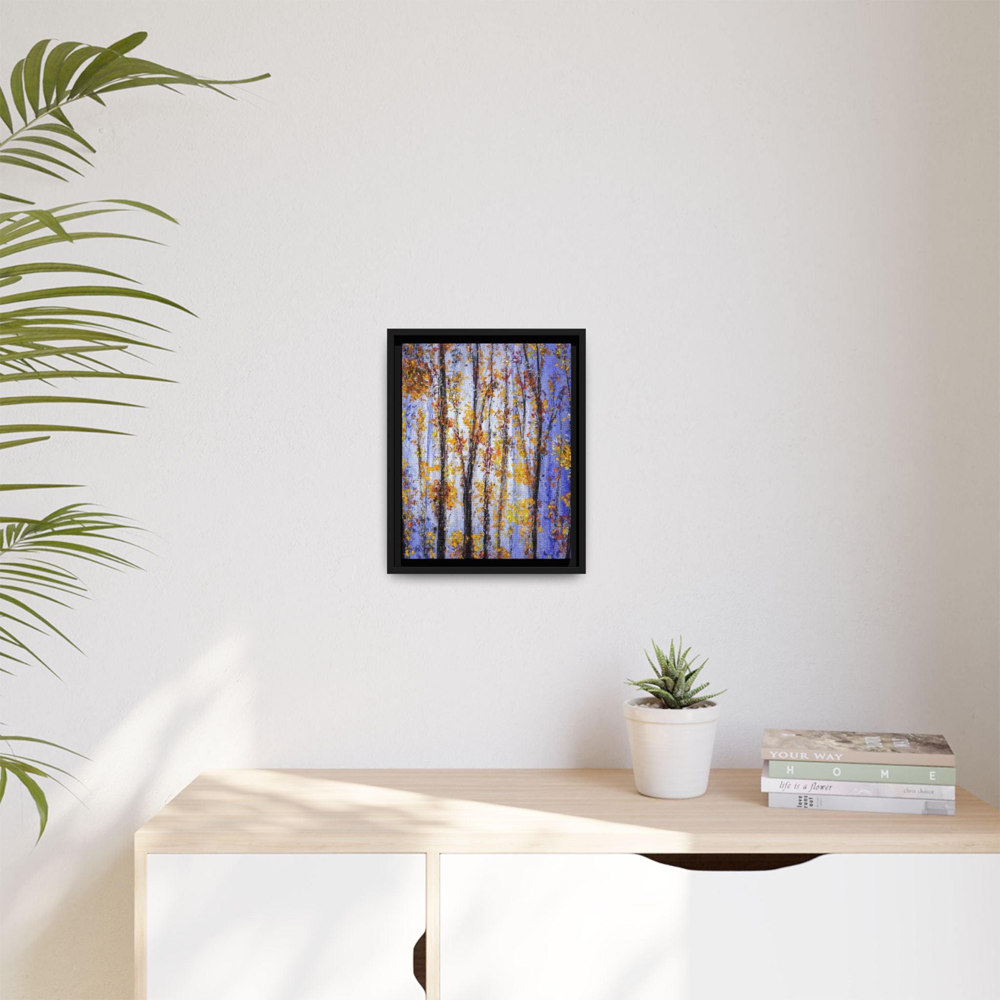 Framed Matte Canvas Art – Autumn Aspen Trees Wall Print
