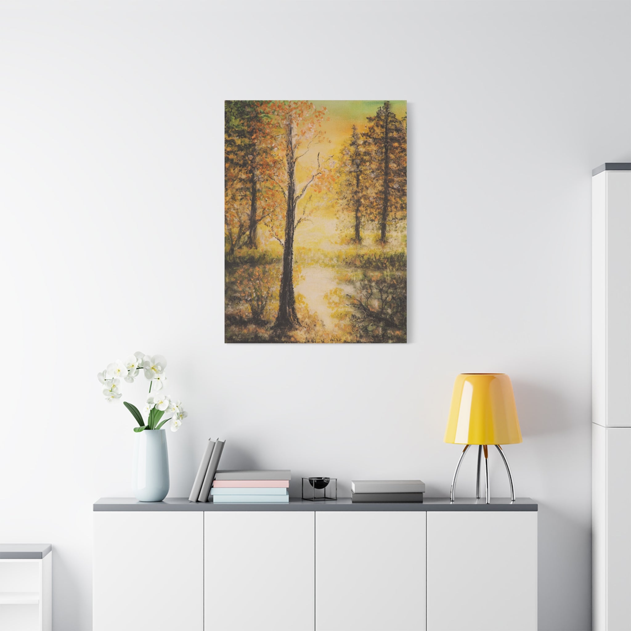 Autumn Forest Canvas Print — Golden Trees Stretched Matte Wall Art