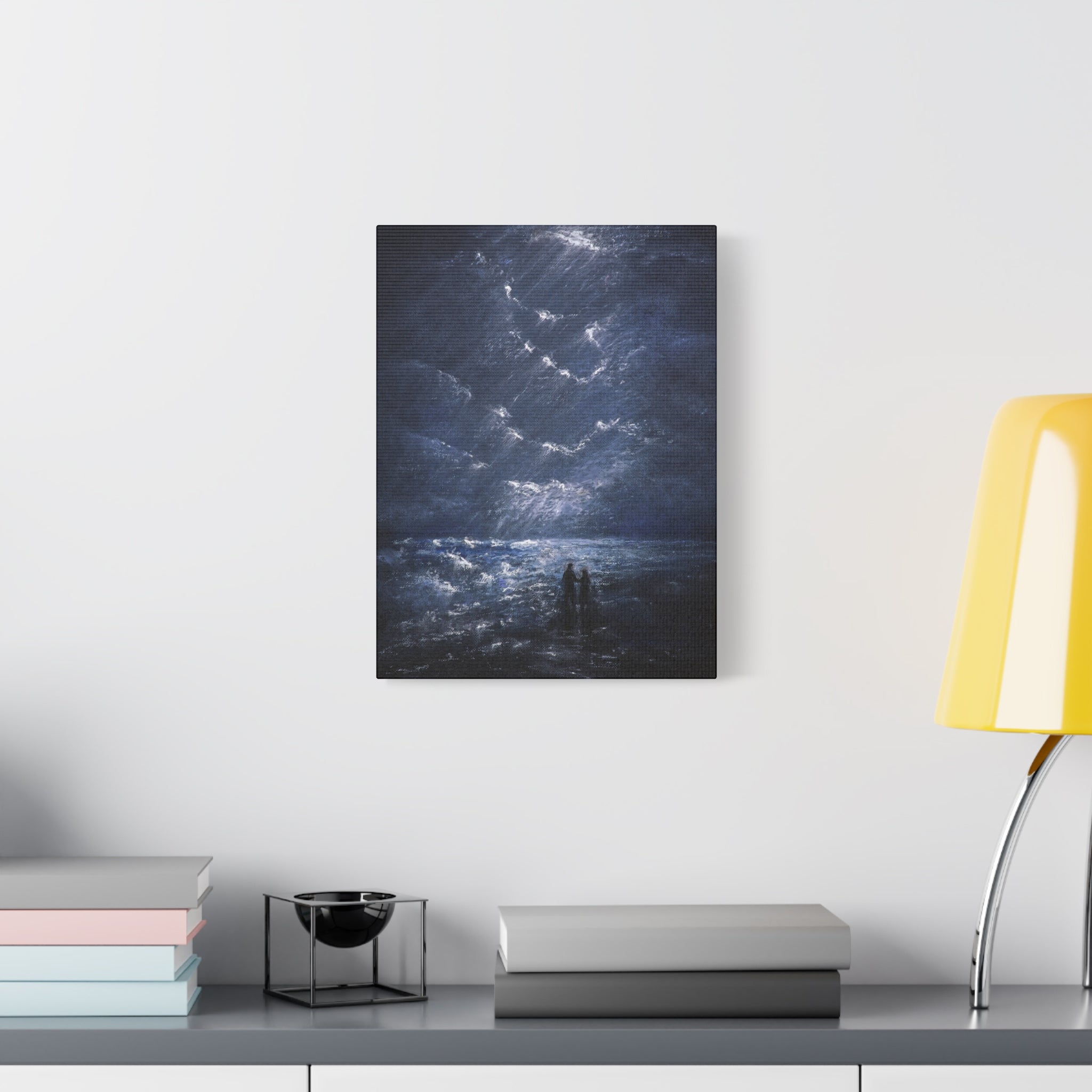 Couple on Shore at Night, Matte Stretched Wall Decor