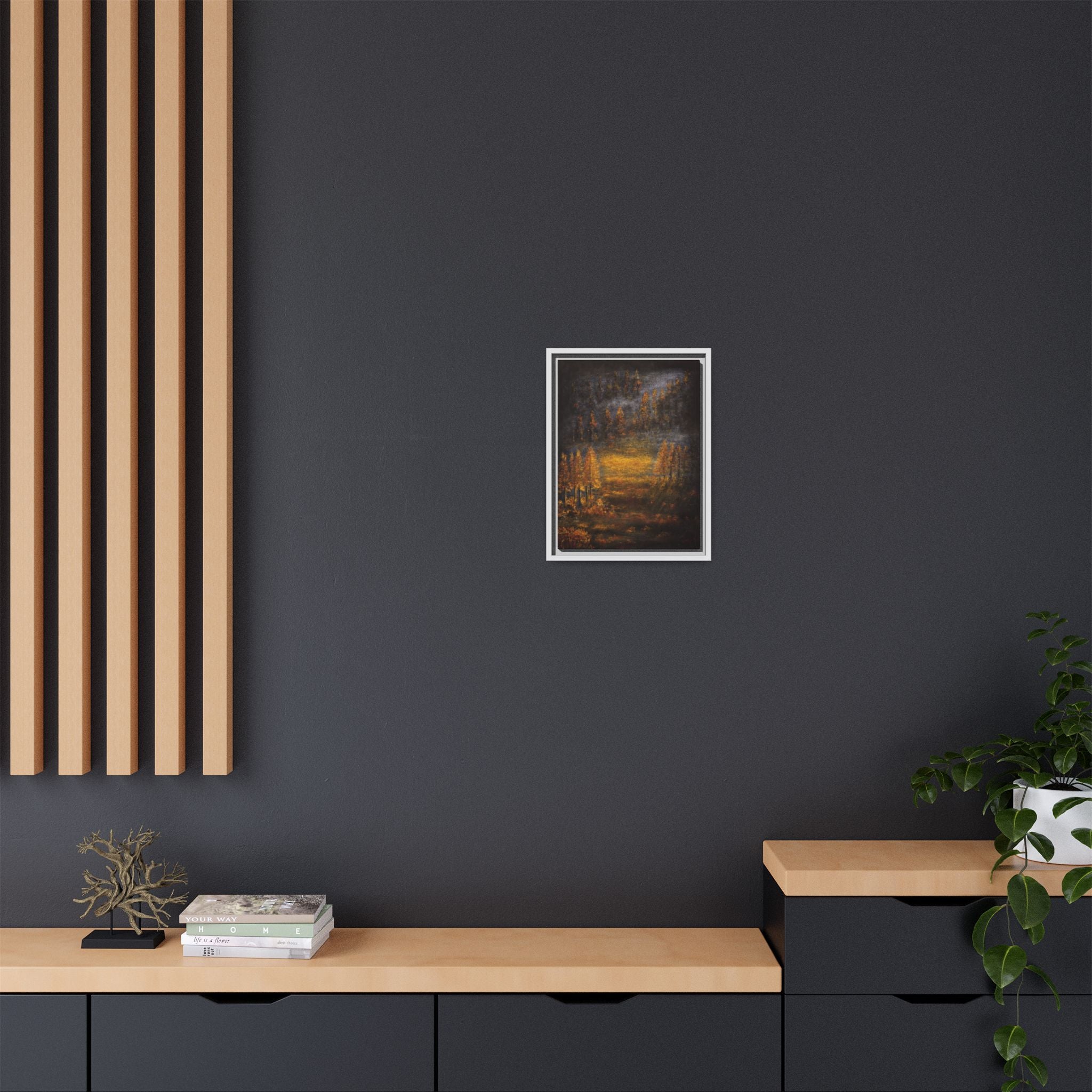 Autumn Glow Landscape - Framed Matte Canvas Wall Art