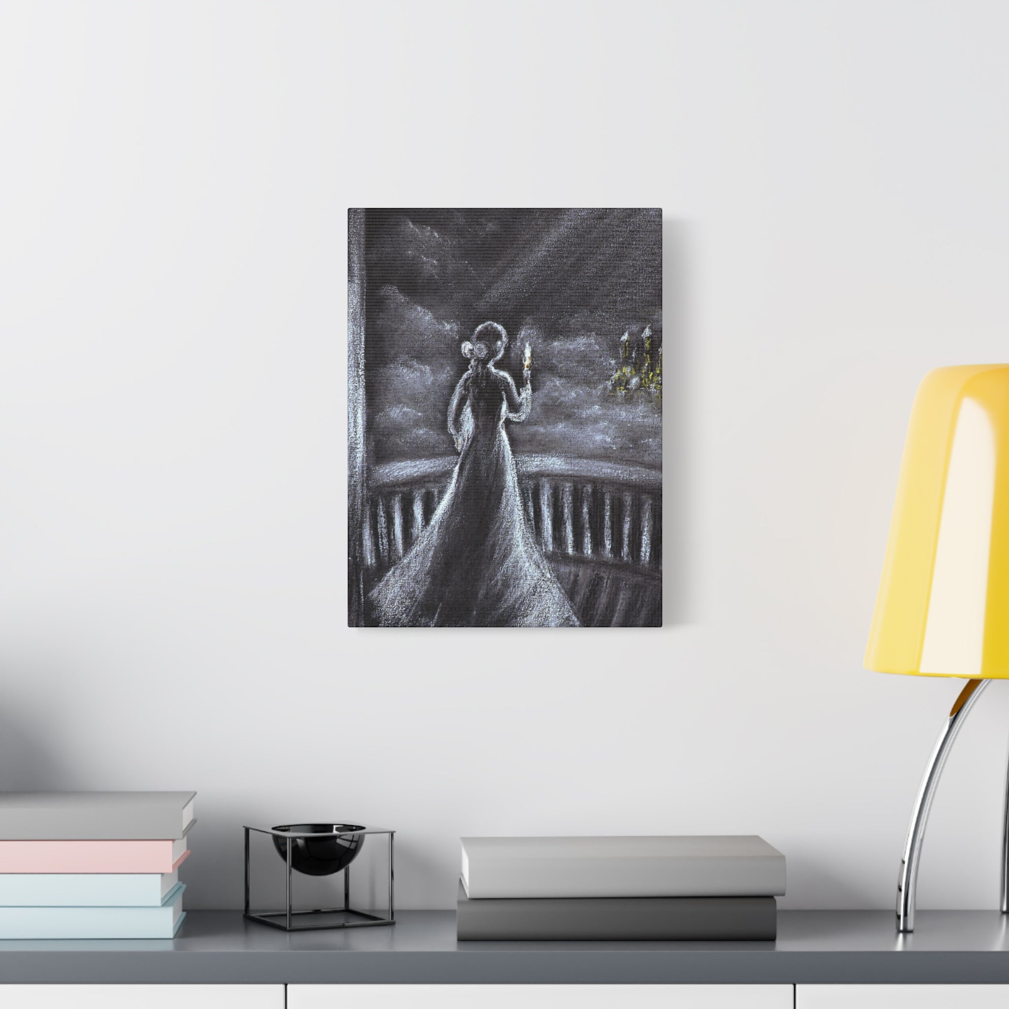 Matte Canvas: Gothic Woman with Candle Stretched Art Print