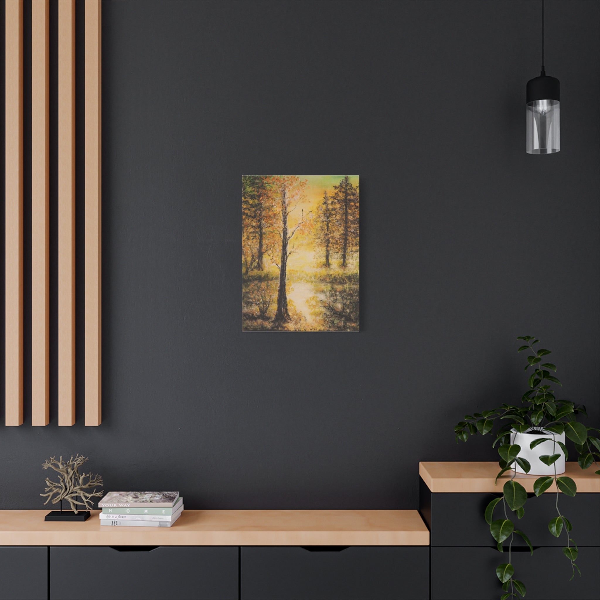 Autumn Forest Canvas Print — Golden Trees Stretched Matte Wall Art