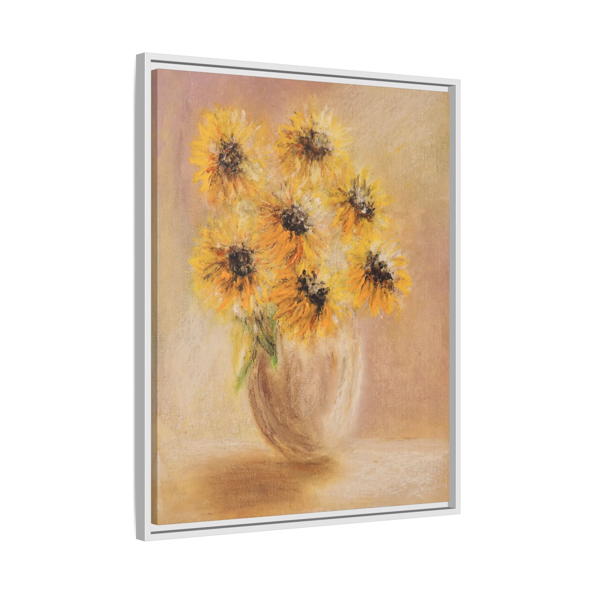 Framed Sunflower Vase — Matte Canvas Wall Art