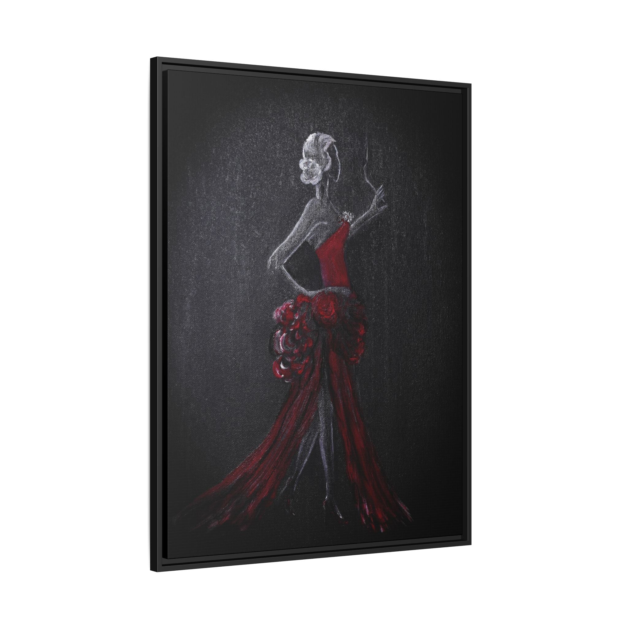 Framed Matte Canvas - Red Flamenco Dancer Art Print