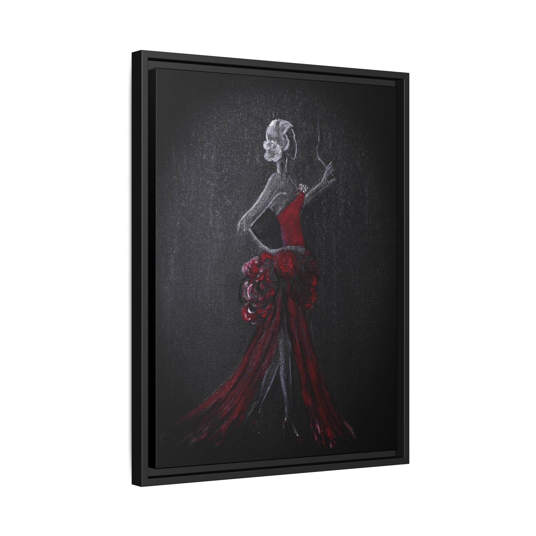 Framed Matte Canvas - Red Flamenco Dancer Art Print