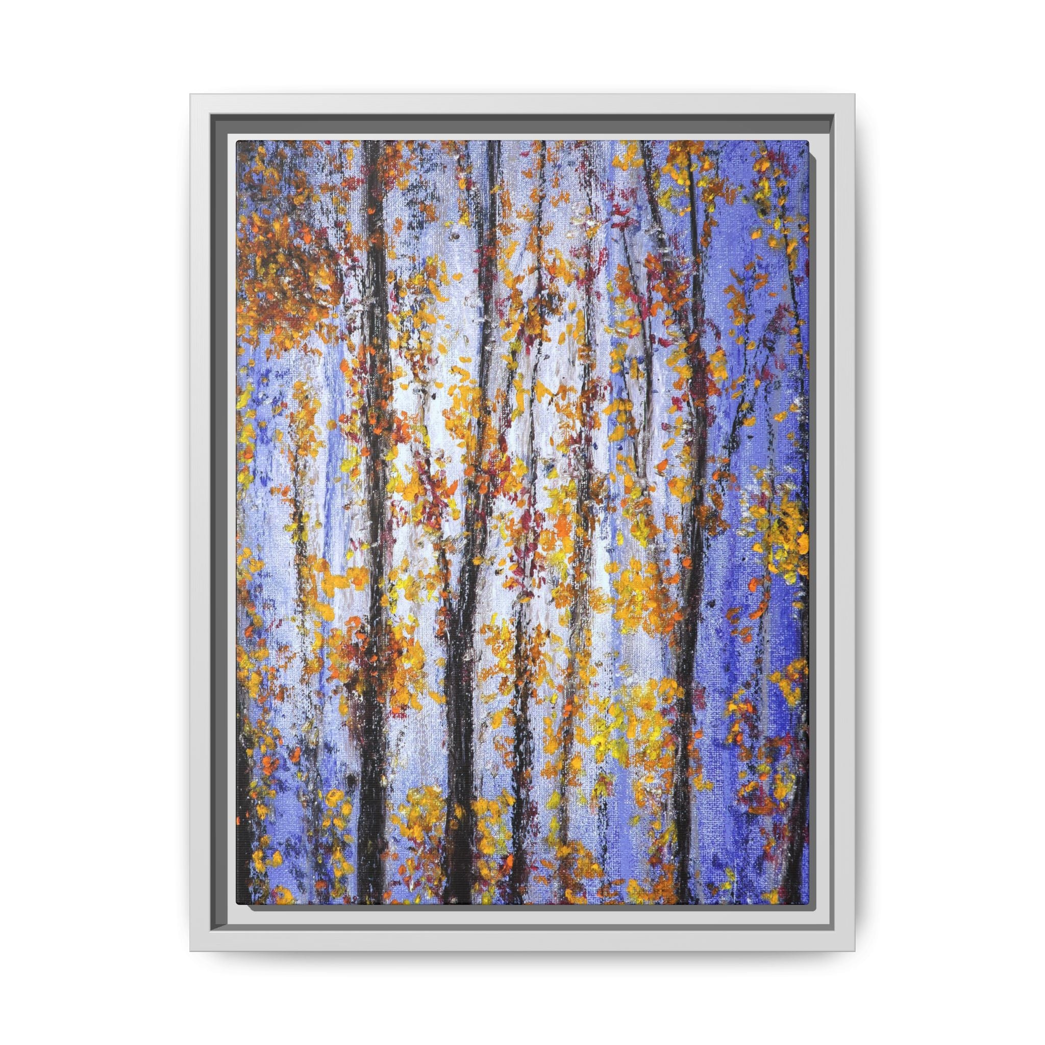 Framed Matte Canvas Art – Autumn Aspen Trees Wall Print