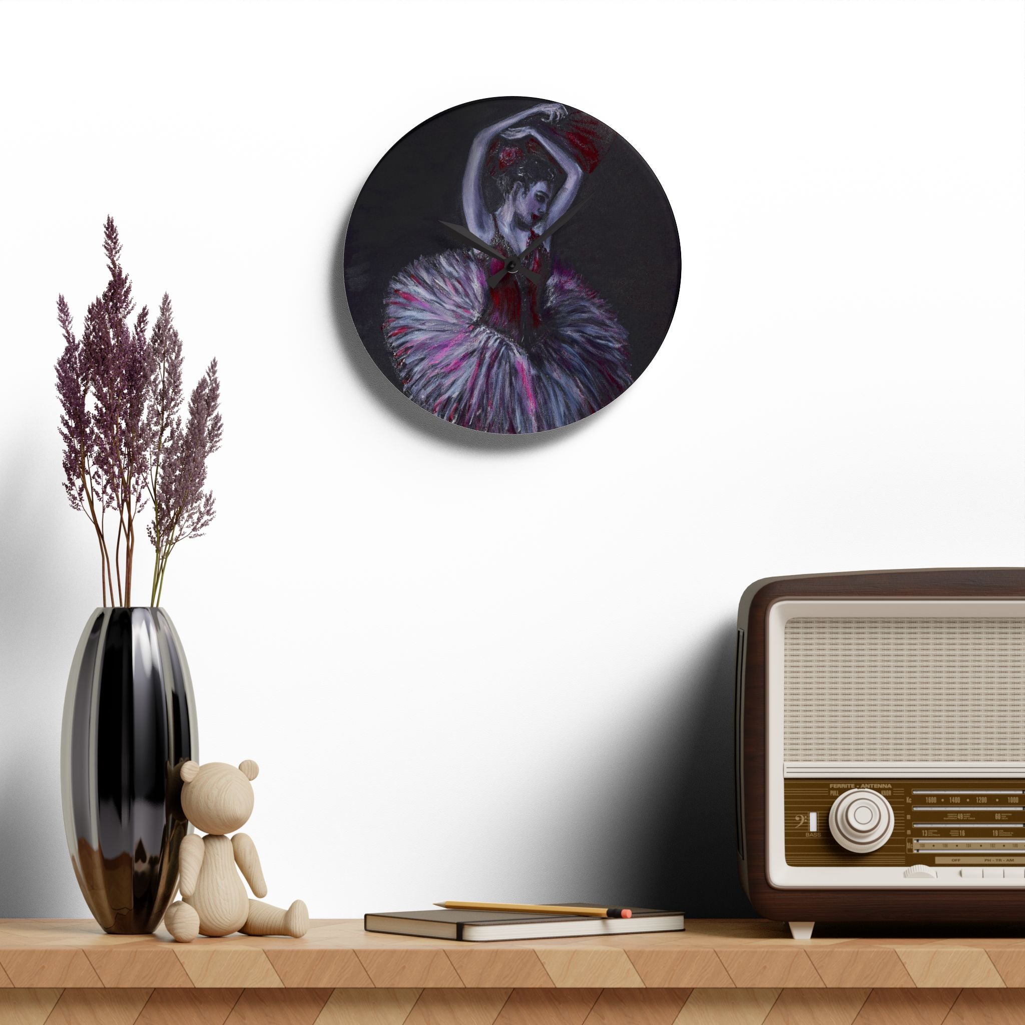 Ballerina Acrylic Wall Clock — Elegant Ballet Dancer Wall Art Timepiece