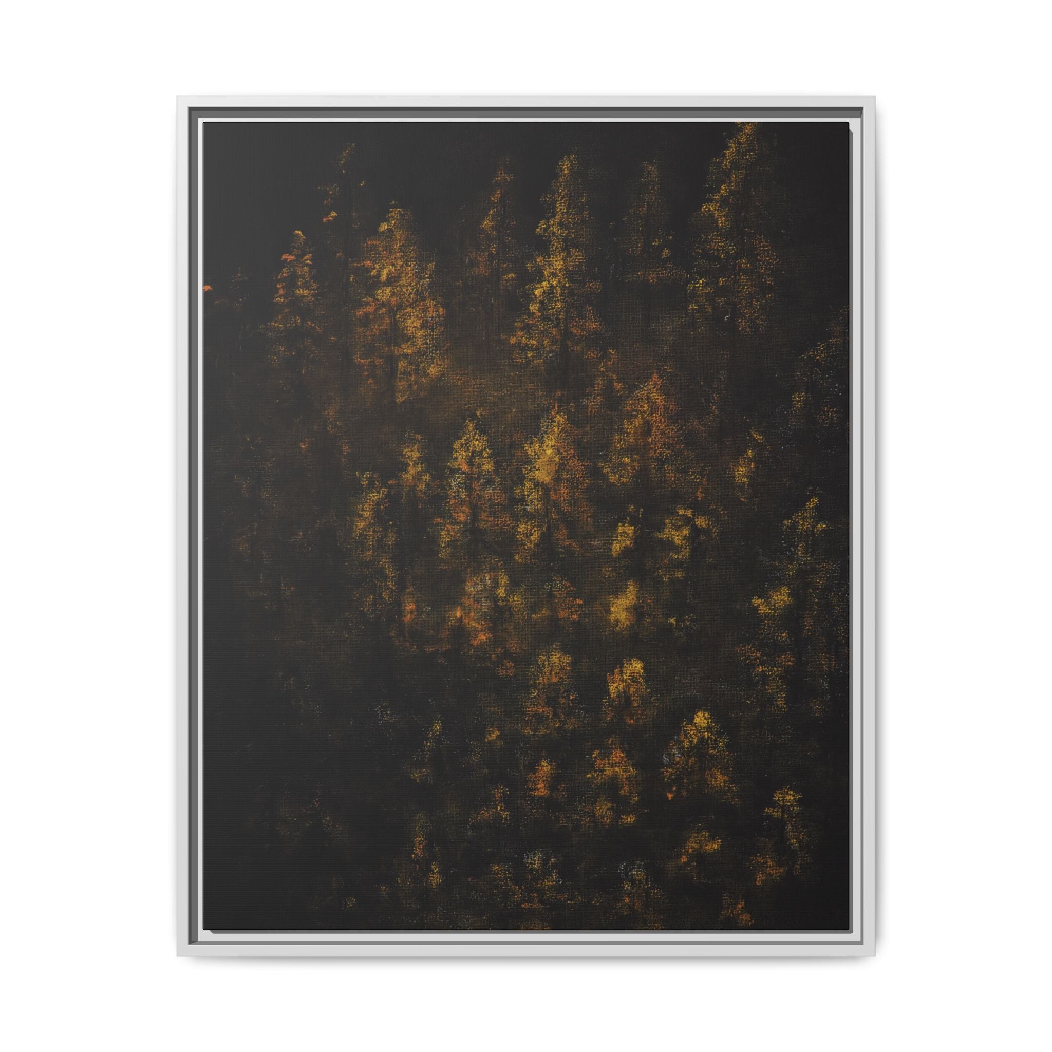Framed Matte Canvas Forest Print — Golden Autumn Trees Wall Art