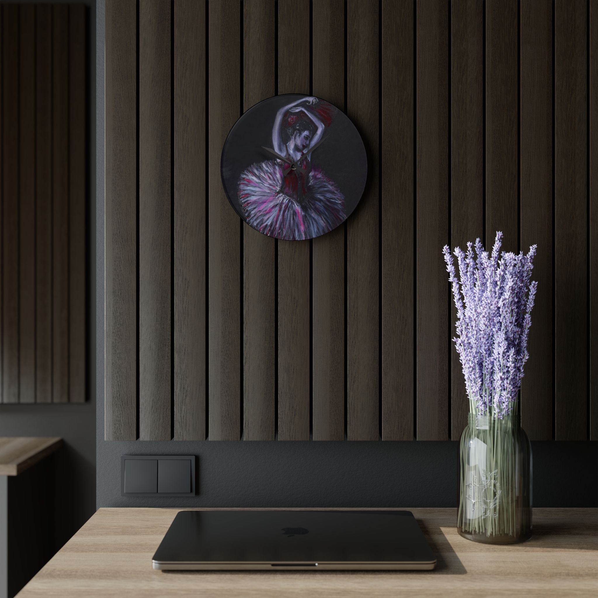 Ballerina Acrylic Wall Clock — Elegant Ballet Dancer Wall Art Timepiece