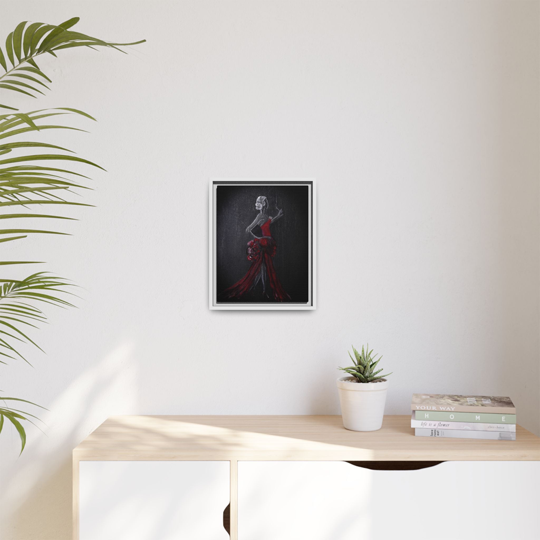 Framed Matte Canvas - Red Flamenco Dancer Art Print