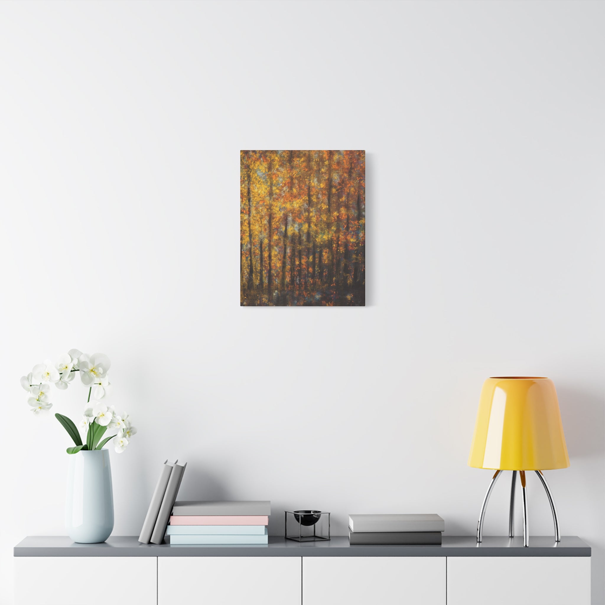 Autumn Forest Matte Canvas Wall Art – Golden Fall Trees