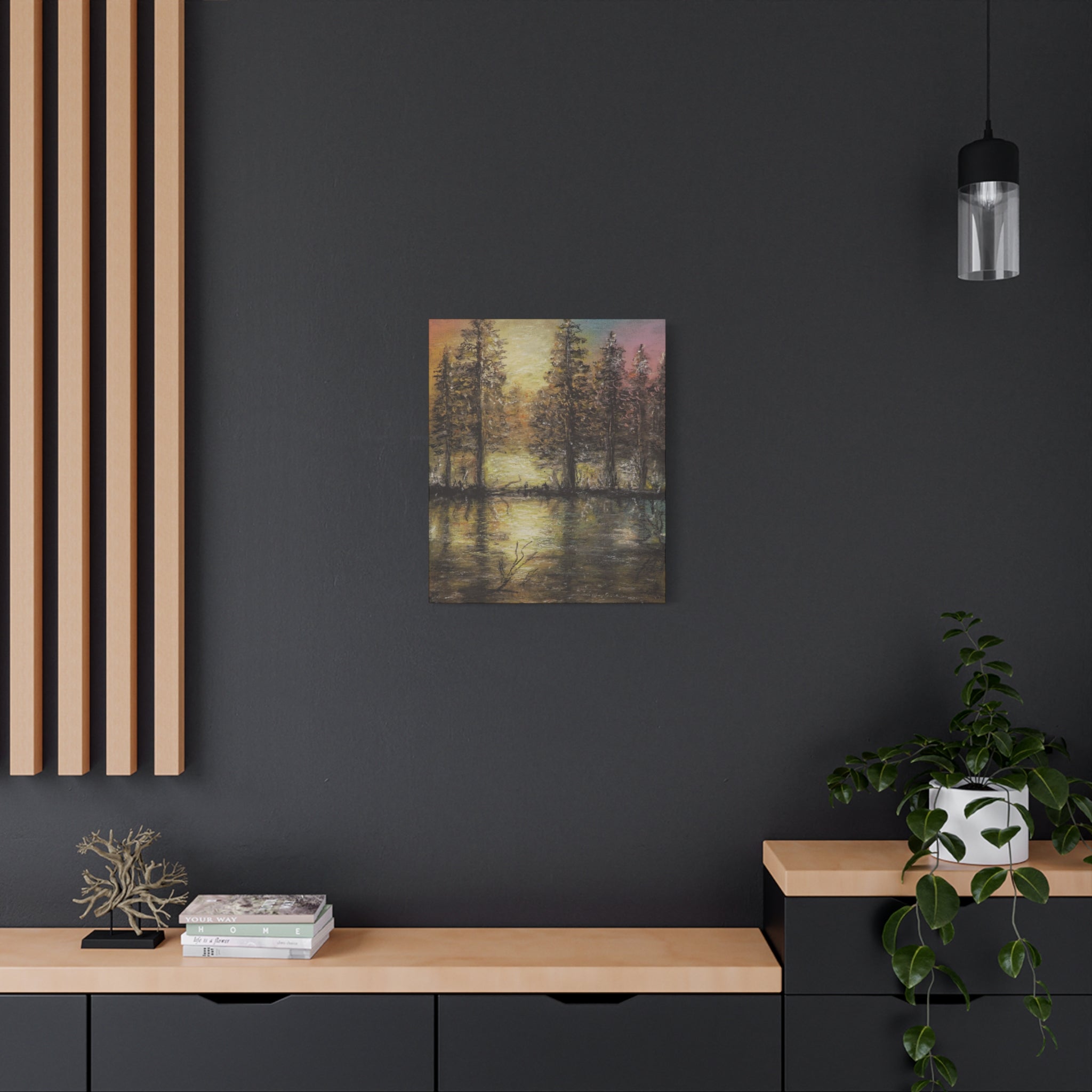 Sunset Forest Reflection Canvas Print