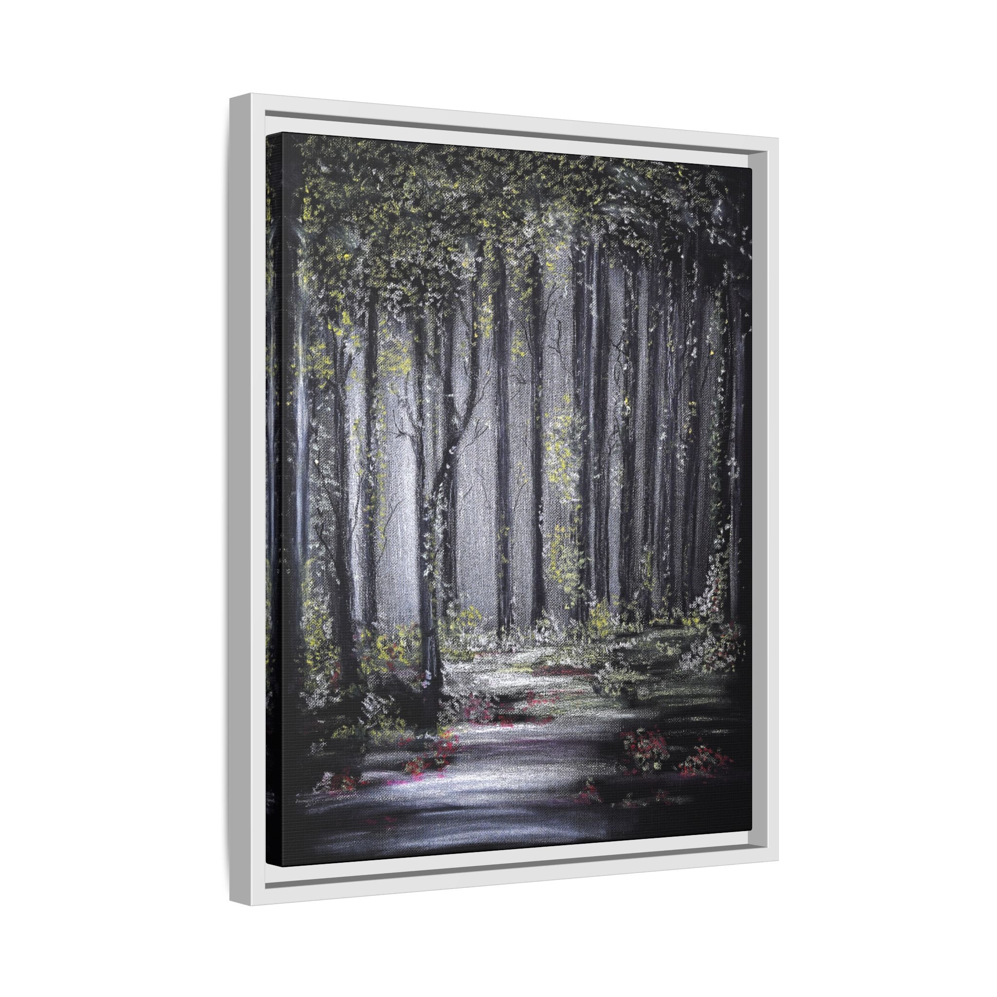 Framed Forest Path Matte Canvas Print — Serene Woodland Wall Art