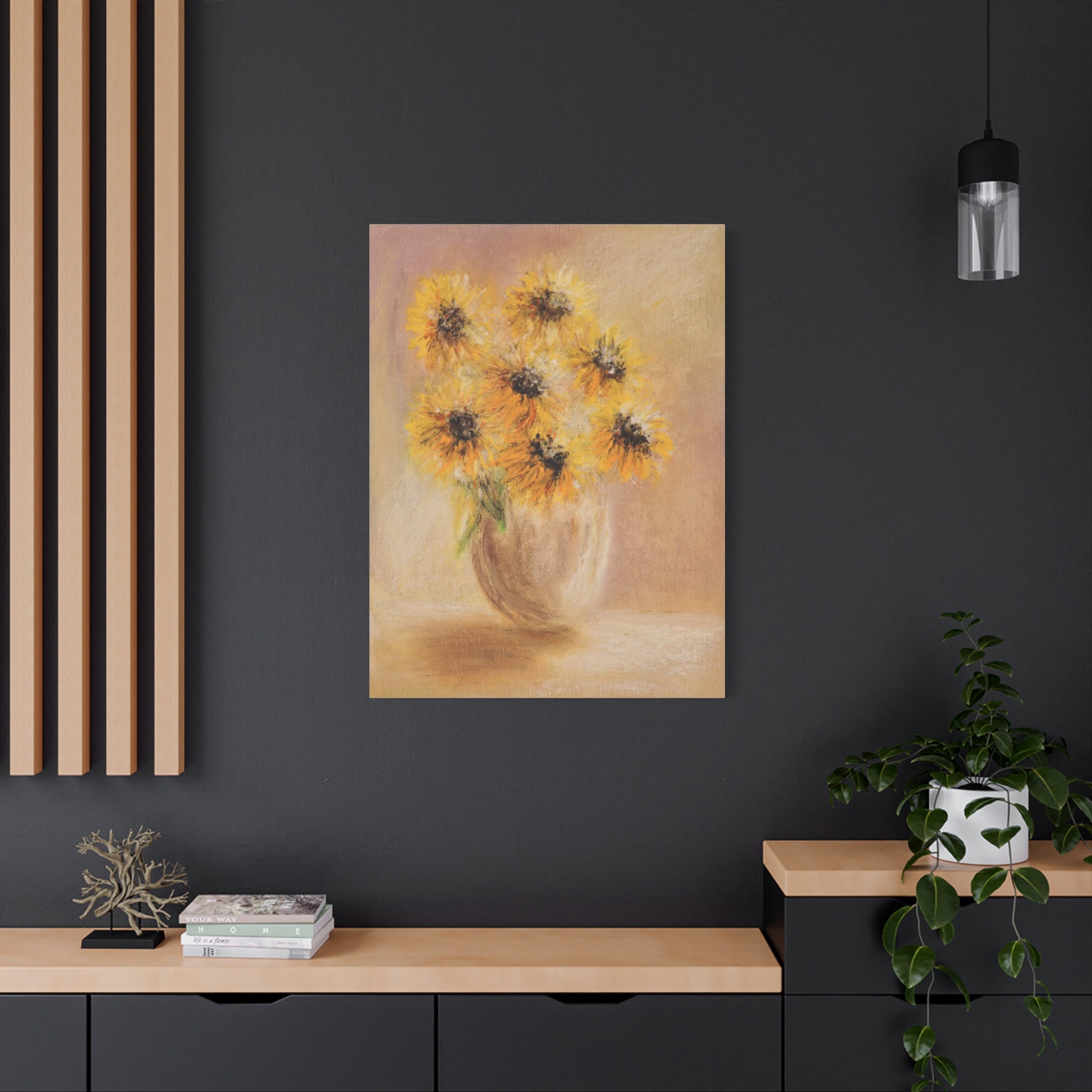 Sunflower Vase Canvas — Matte Stretched Wall Art