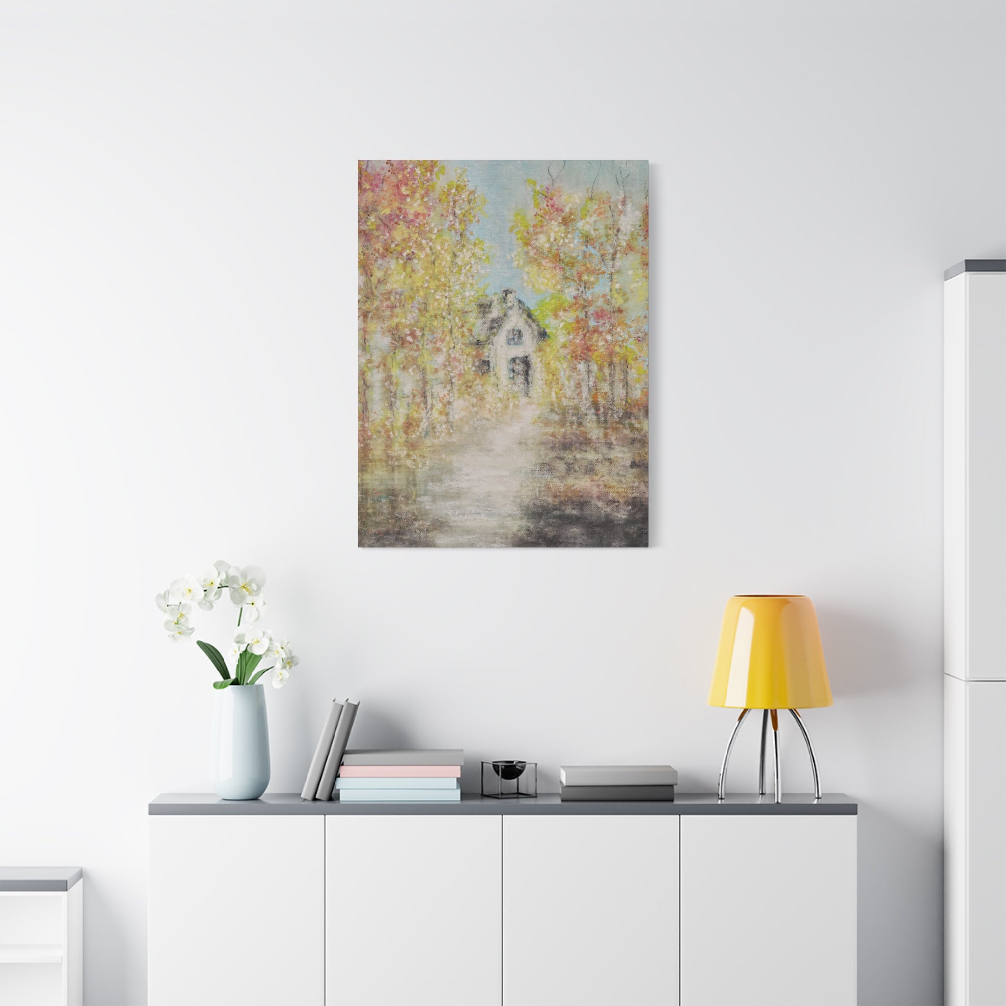 Autumn Cottage Canvas Print — Stretched Matte Wall Art