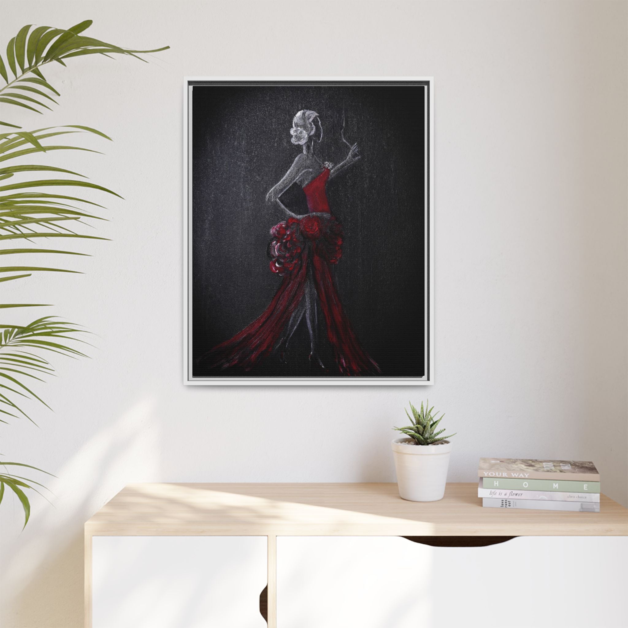 Framed Matte Canvas - Red Flamenco Dancer Art Print