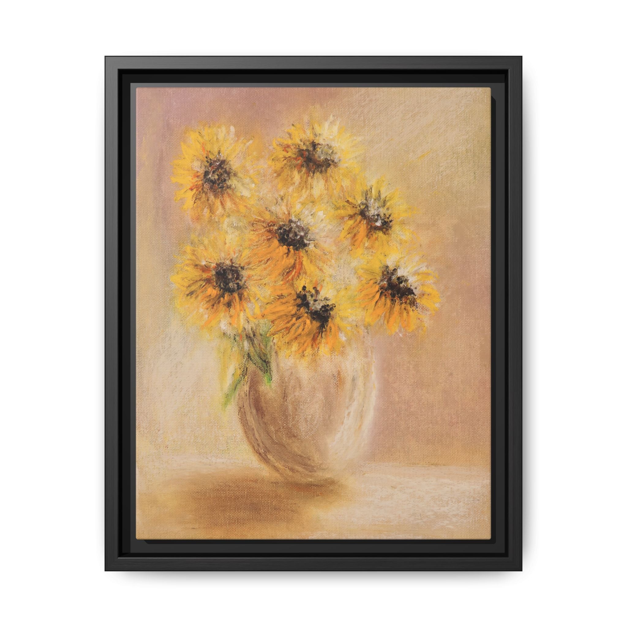 Framed Sunflower Vase — Matte Canvas Wall Art