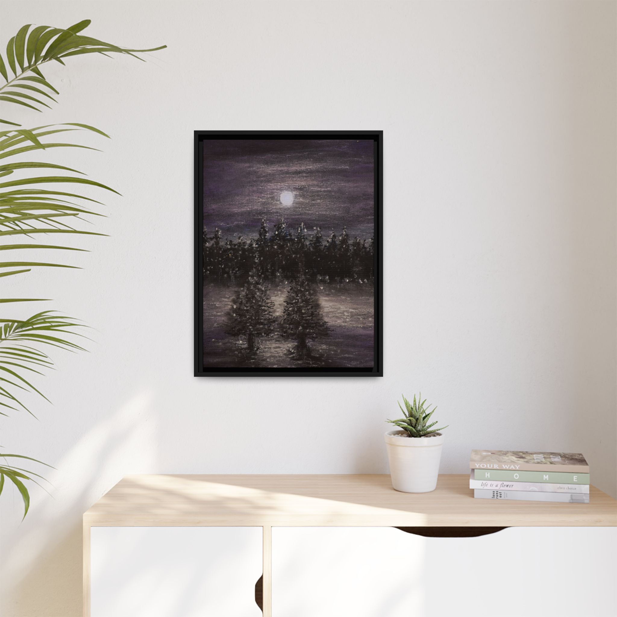 Moonlit Forest Matte Canvas Print — Framed Wall Art