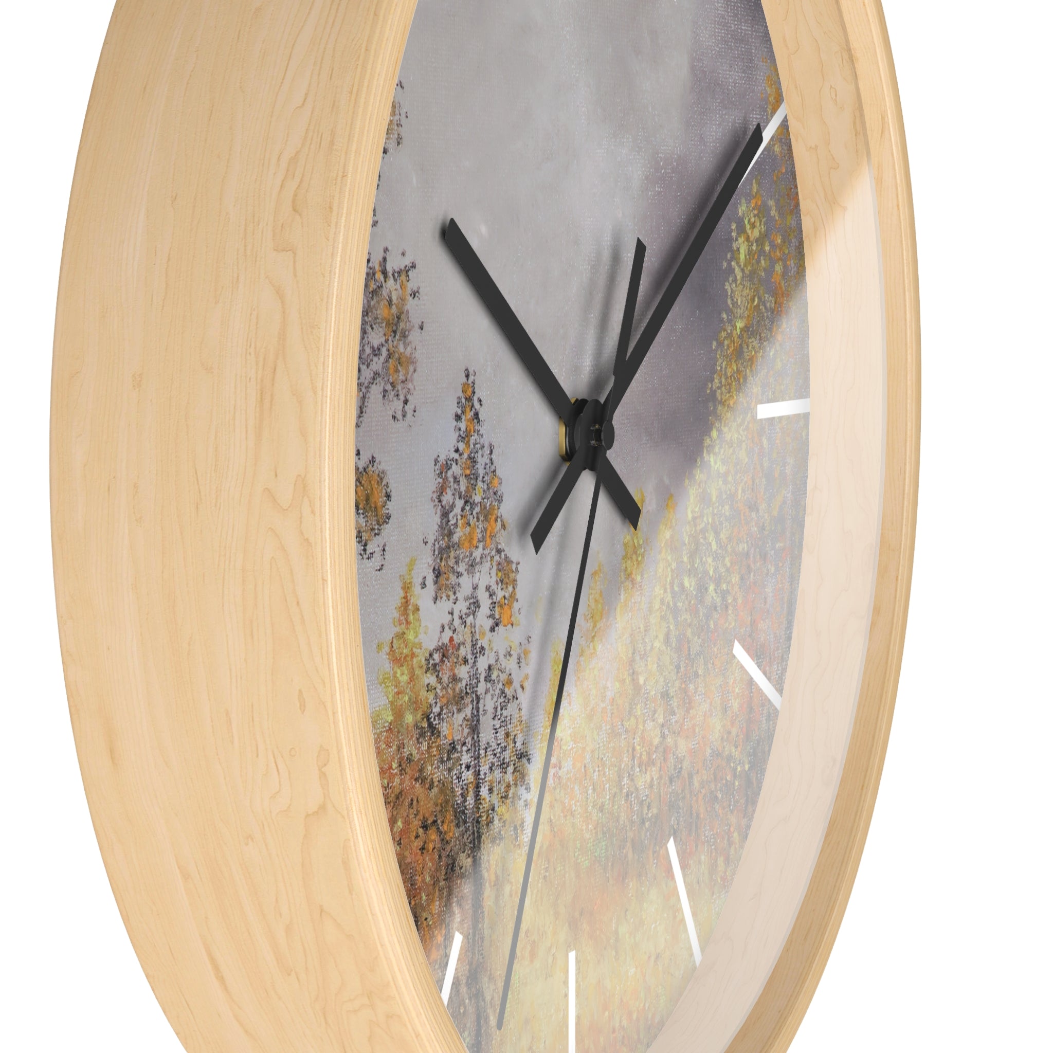 Autumn Meadow Wall Clock — Rustic Fall Landscape Home Decor